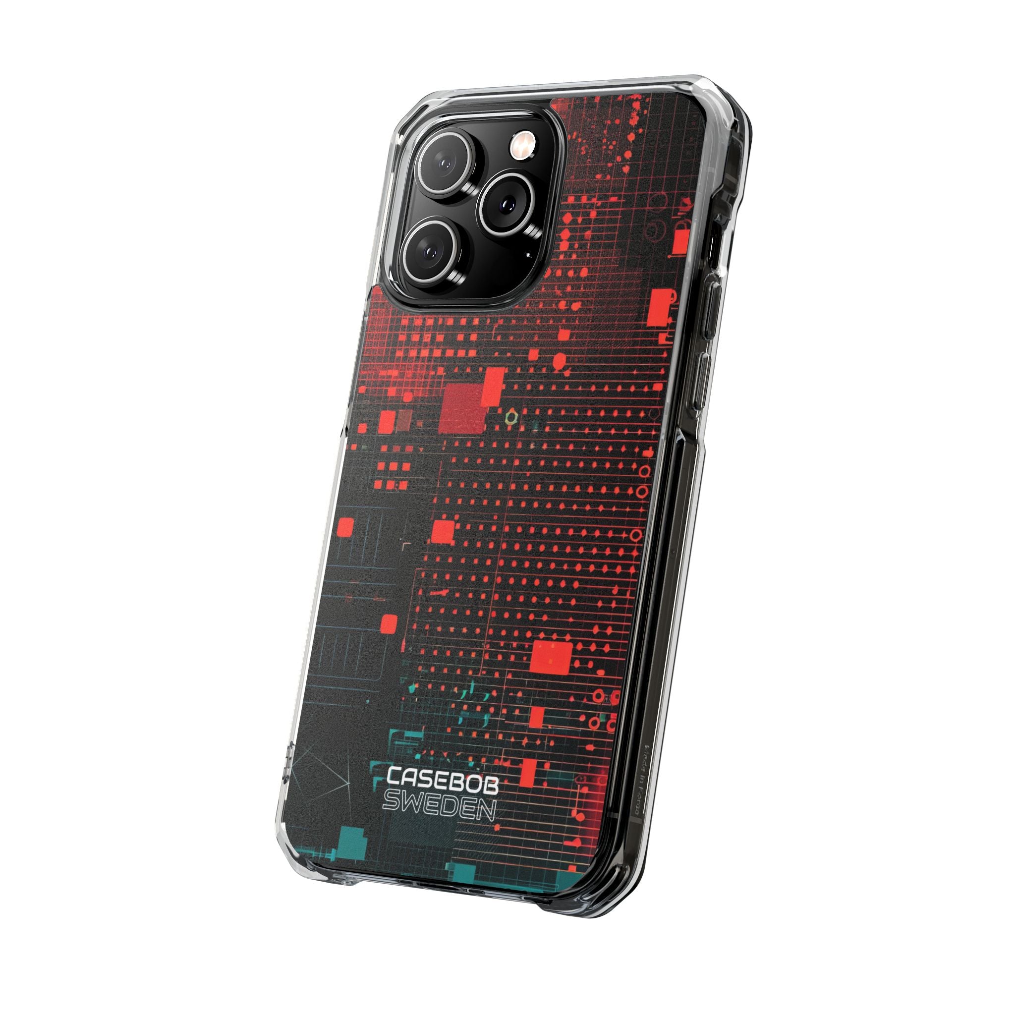 Crimson Circuit Grid iPhone 14 - Impact Clear+