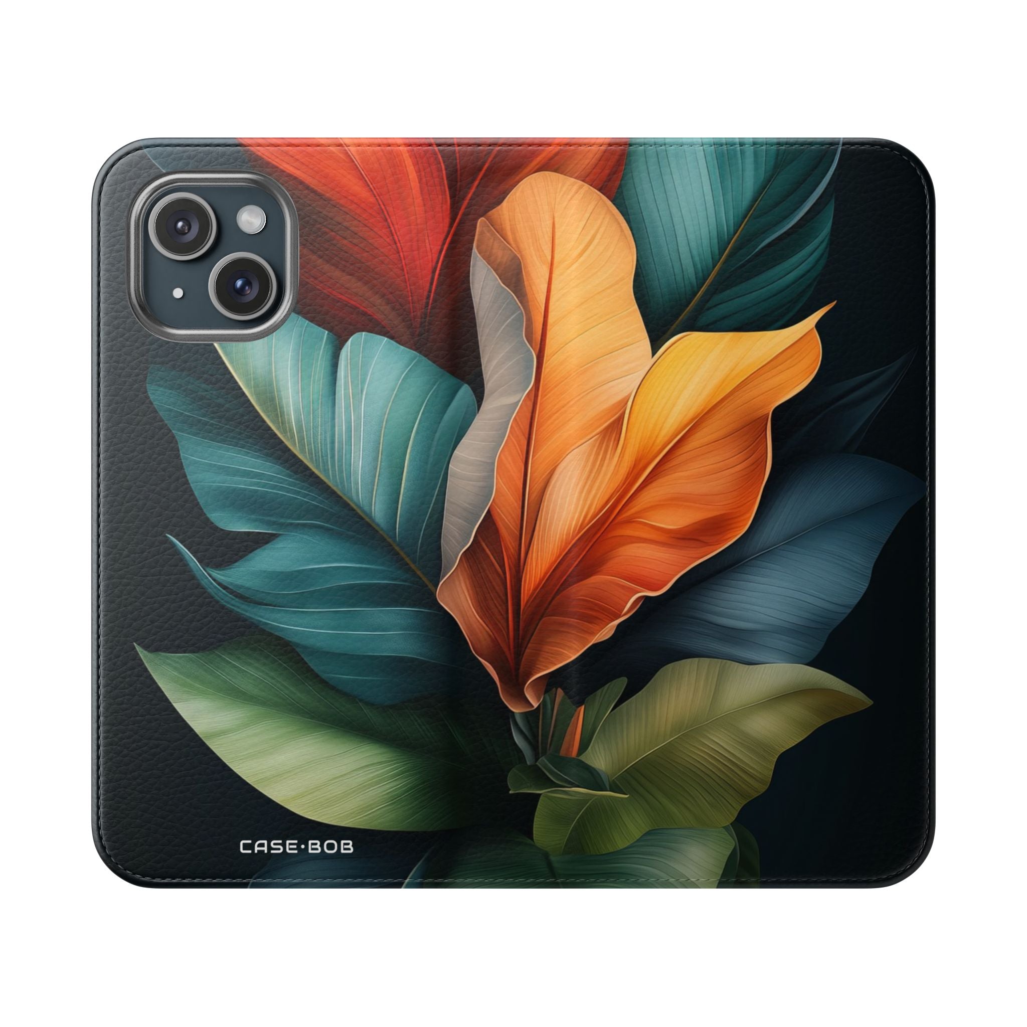 Tropical Ember Leaves - iPhone 15 Case - Wallet