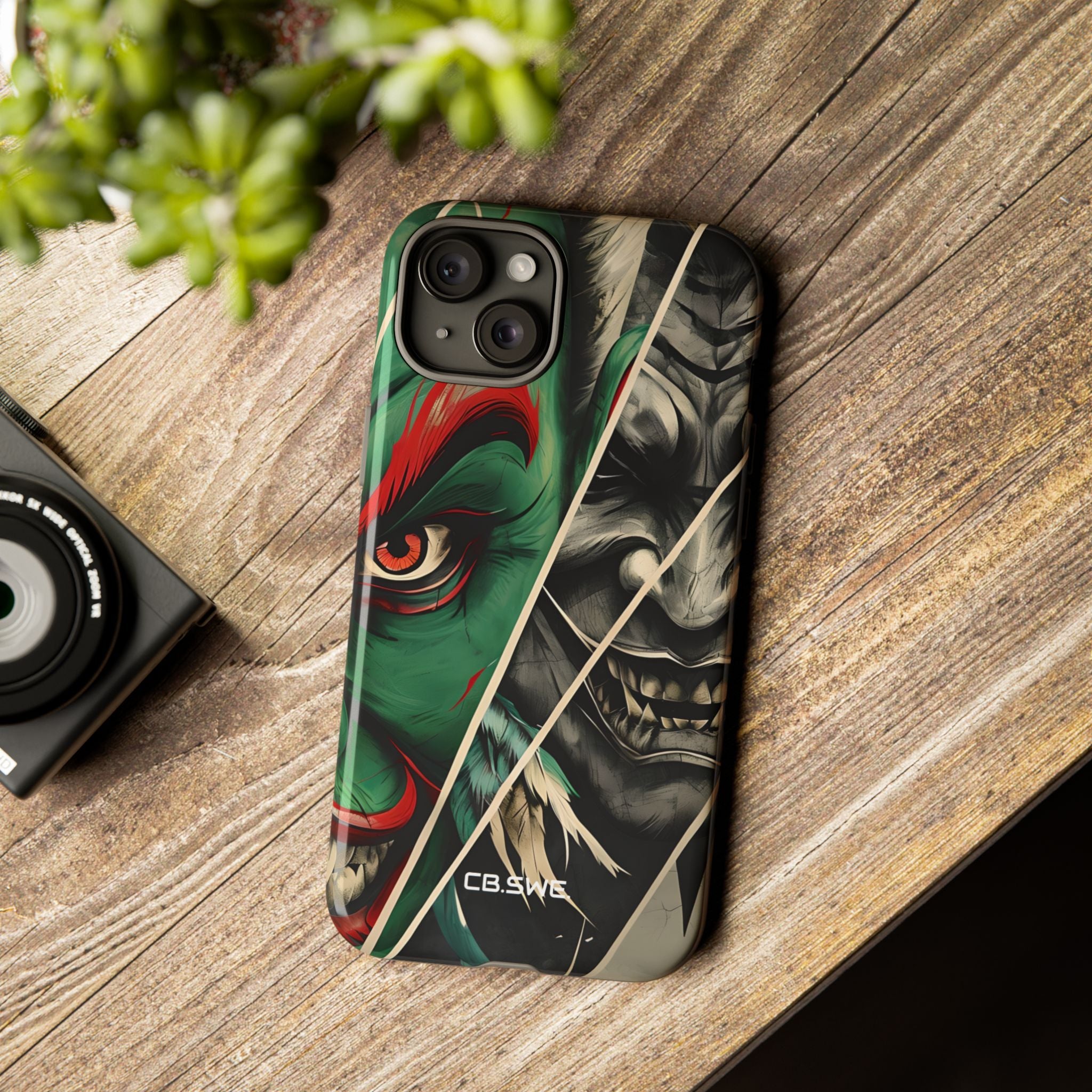 Striking Japanese Mask Art Vivid Colors iPhone 15 - Tough