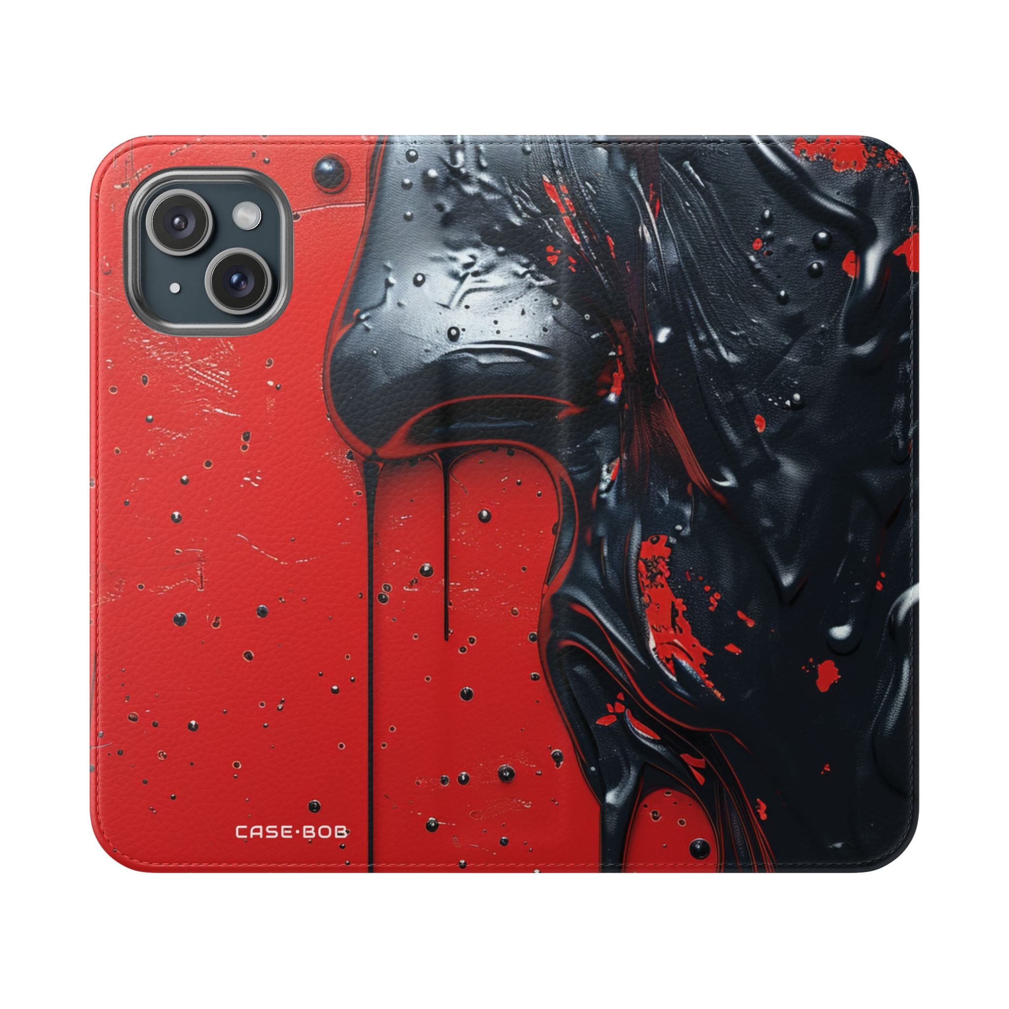 Glossy Black Face - iPhone 15 Case - Wallet