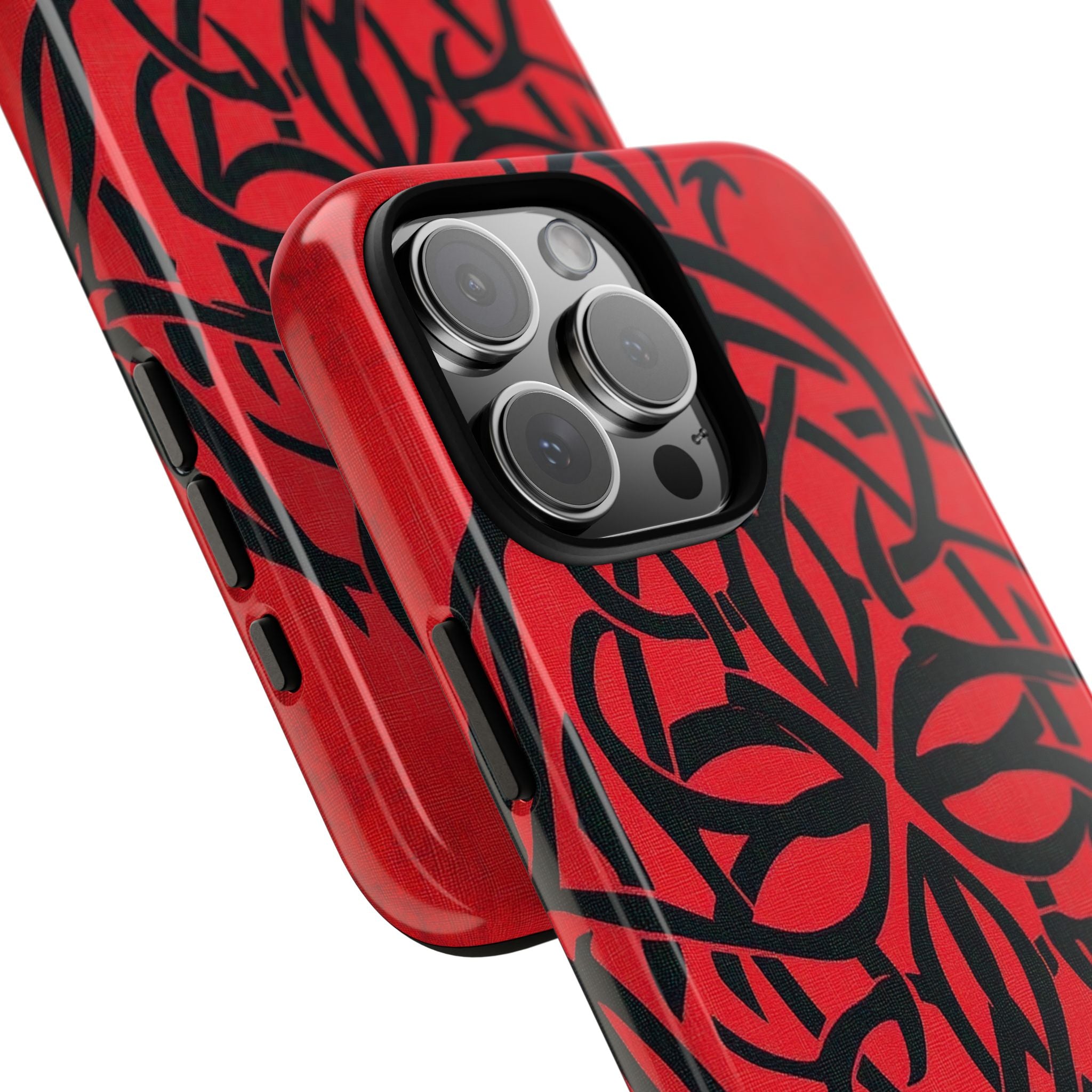 Wunderschöne rote symmetrische keltische Symbole Gothic Standard iPhone 16 - Robust
