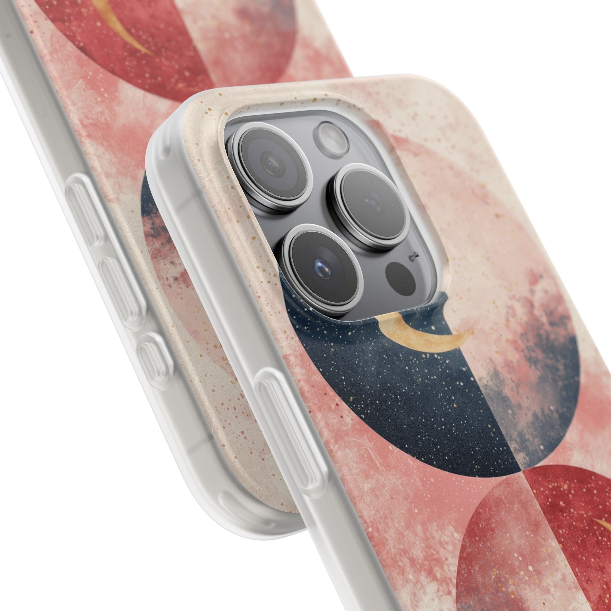 Golden Crescent Circles iPhone 15 Pro Case - Soft