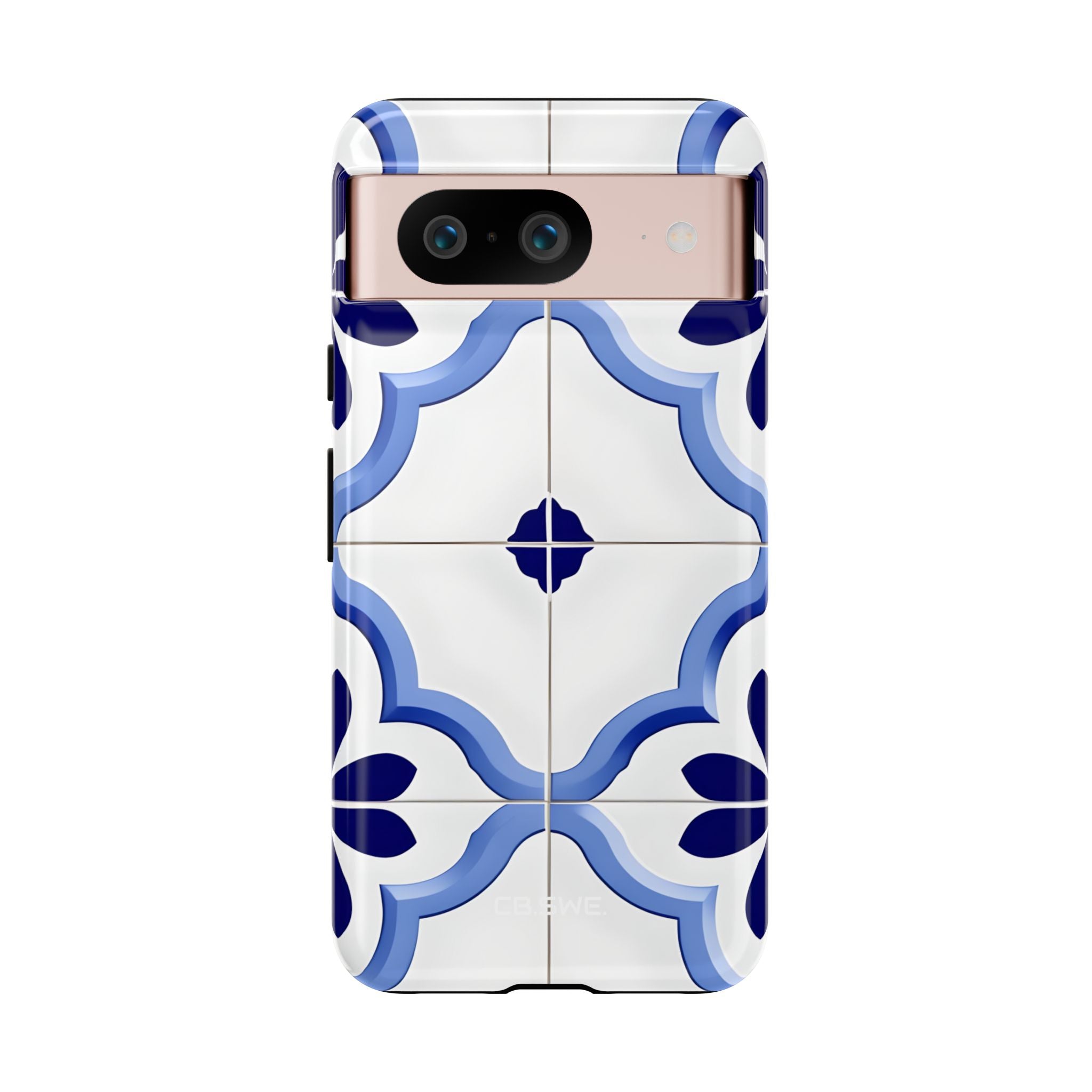 Elegant Blue Floral Geometric Tile Google Pixel 8 - Tough