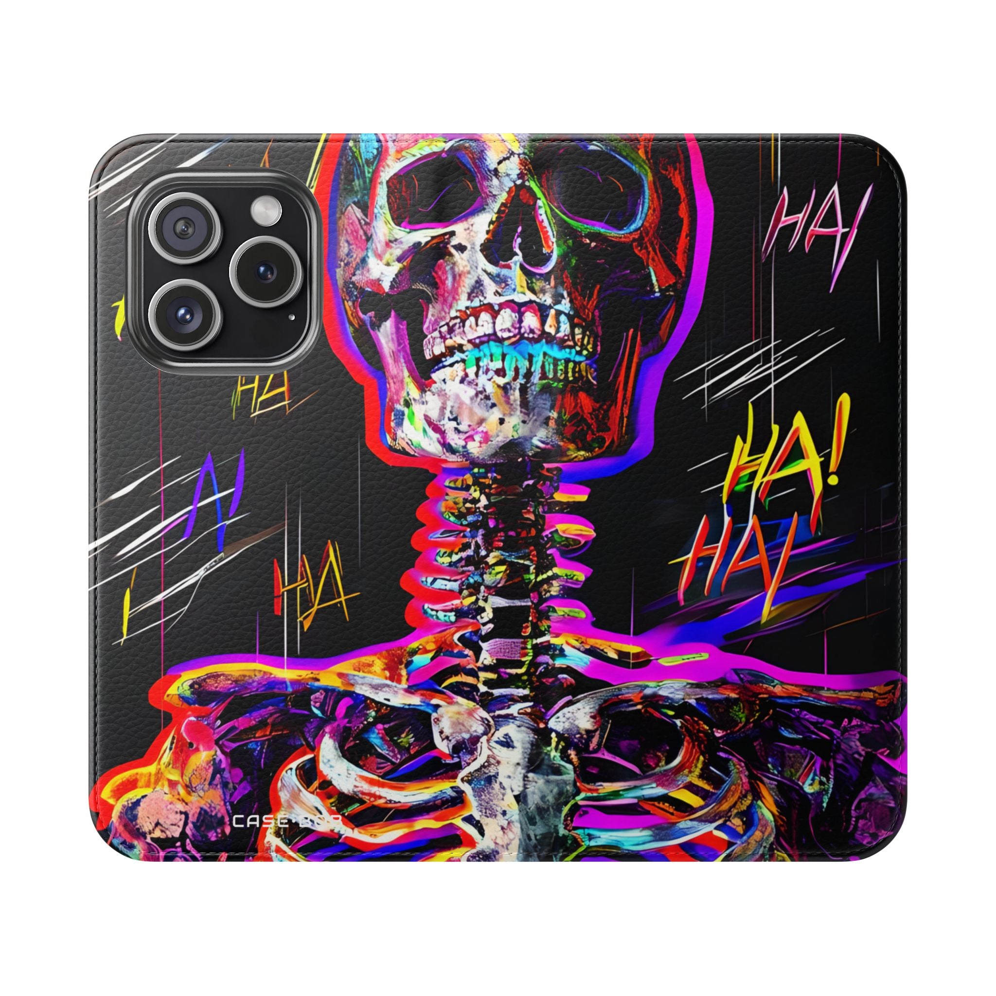 Neon Skeleton Laughter - iPhone 15 Pro Case - Wallet