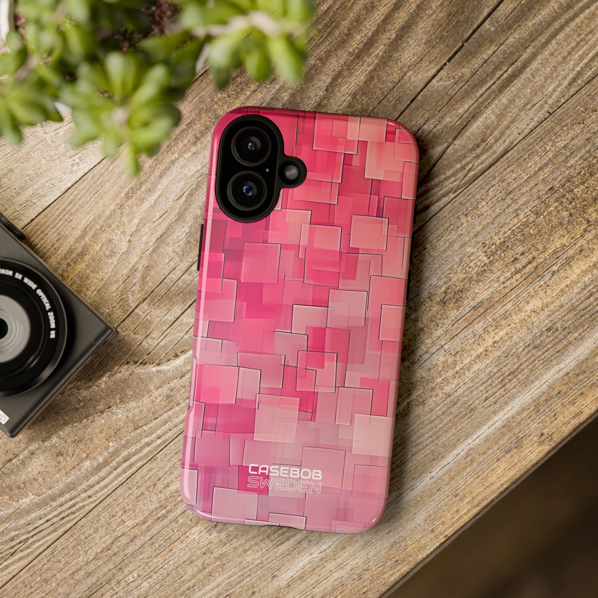 Gelaagde roze geometrie iPhone 16 - Tough