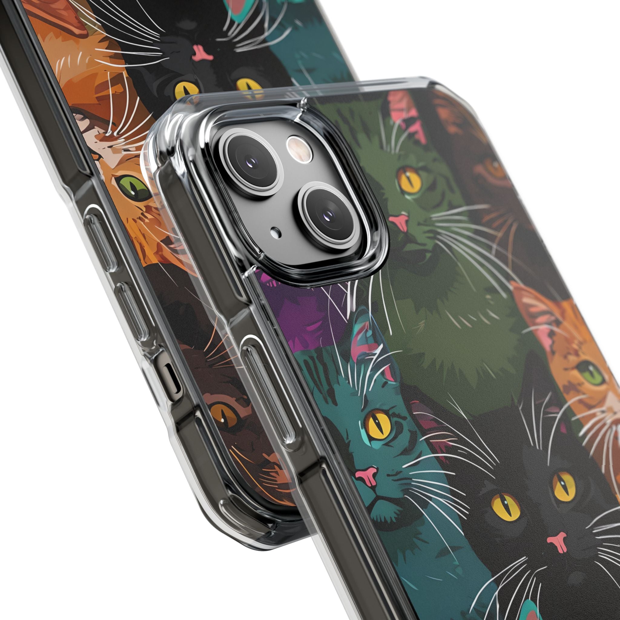 Colorful Stylized Cats Digital Art Mobile Wallpaper iPhone 14 - Impact Clear+