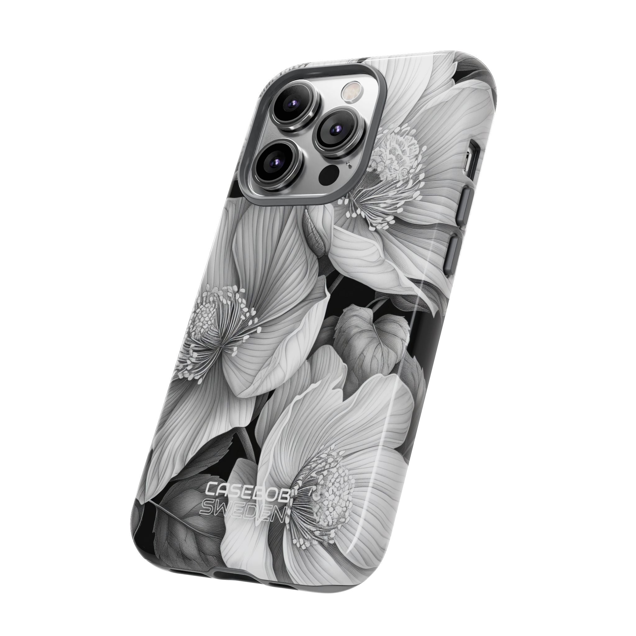 Monochrome Petal Dance iPhone 14 - Tough