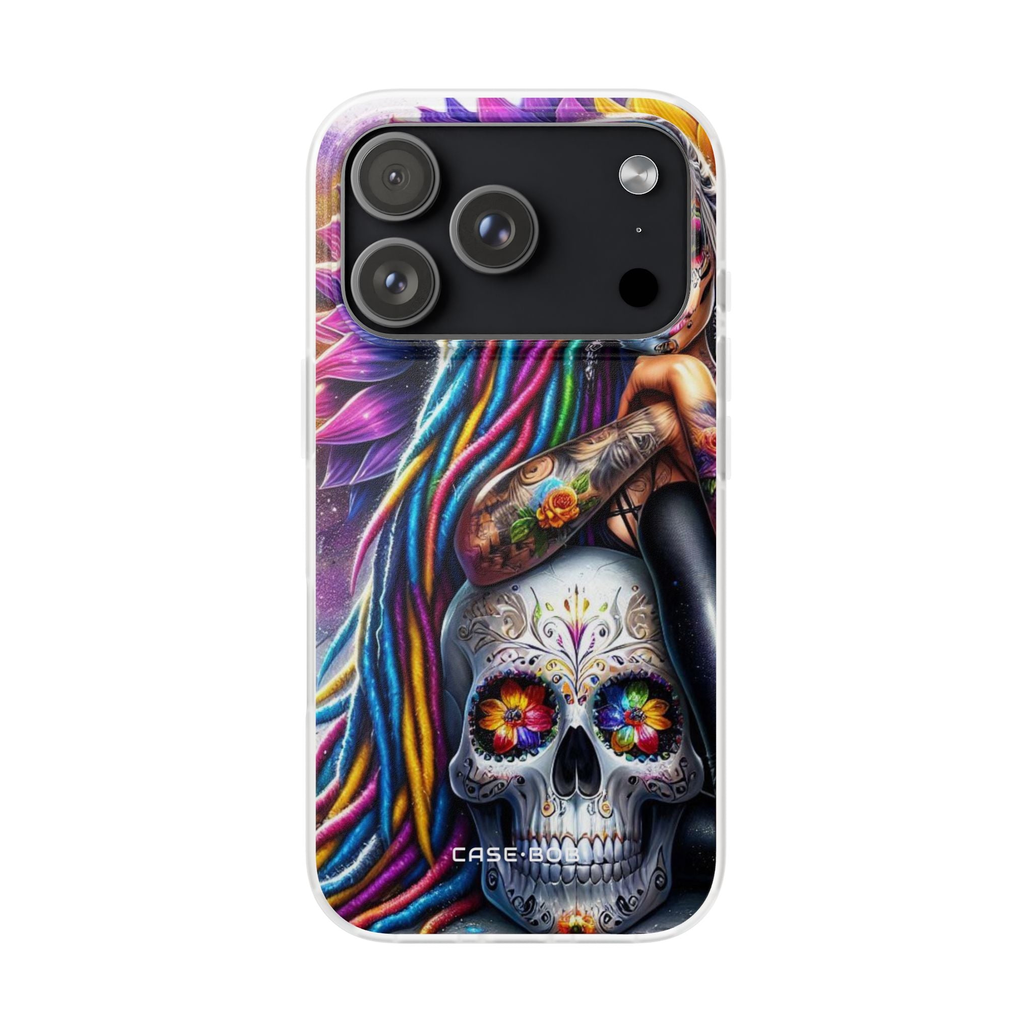 Sunflower Skull Glow iPhone 17 Pro Case - Soft