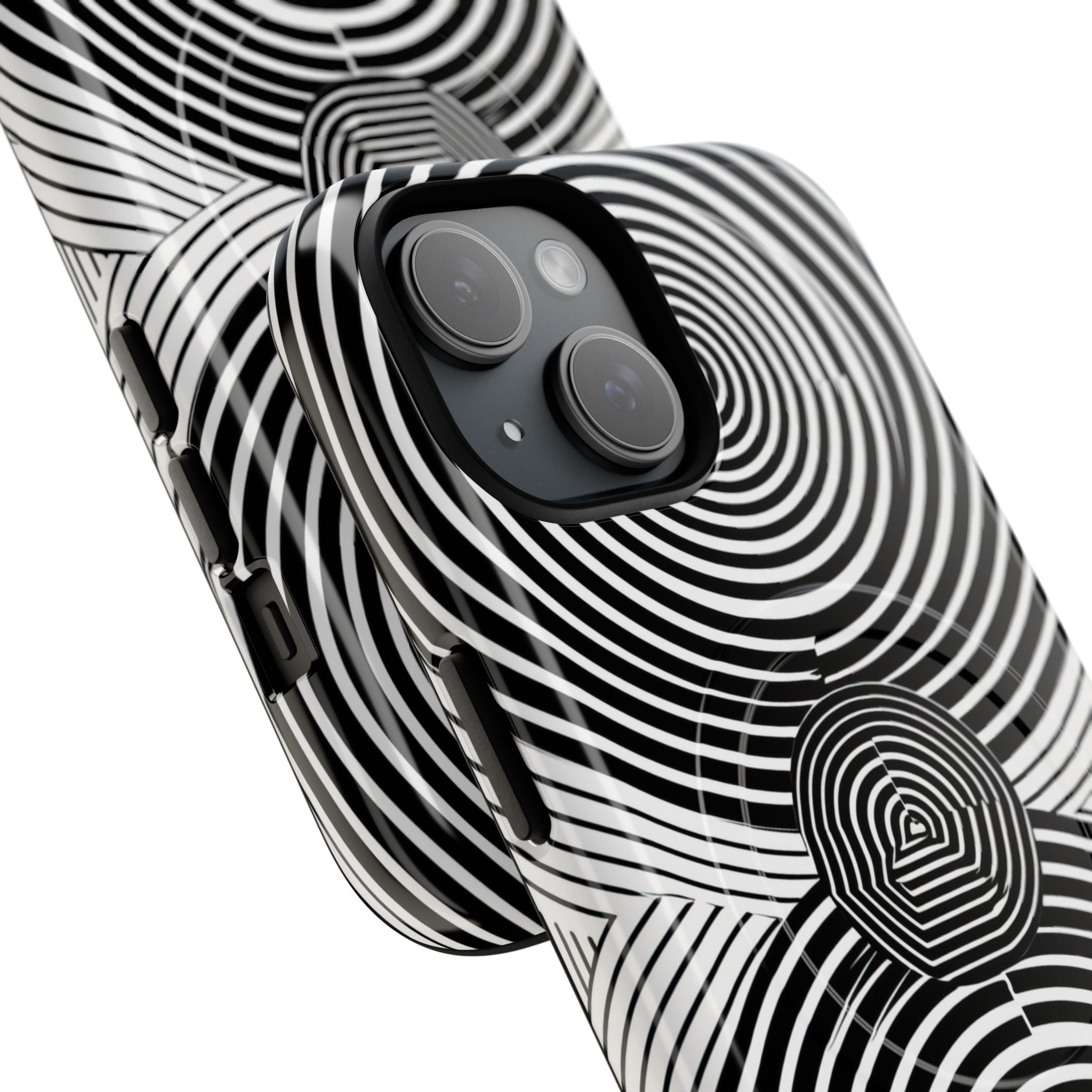 Monochrome Spiral Motion iPhone 15 - Tough+