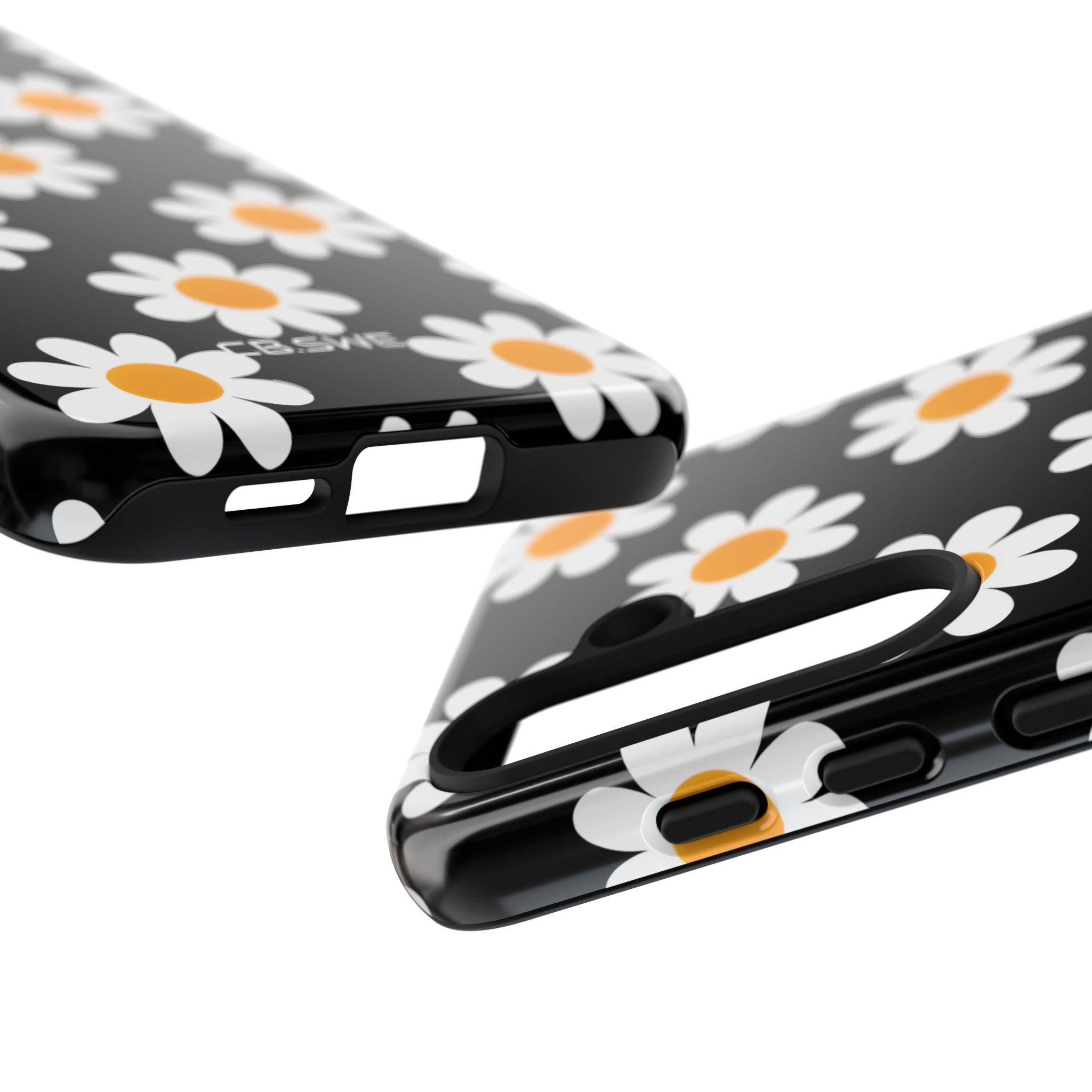 Minimalist White Daisies on Black Samsung S24 - Tough