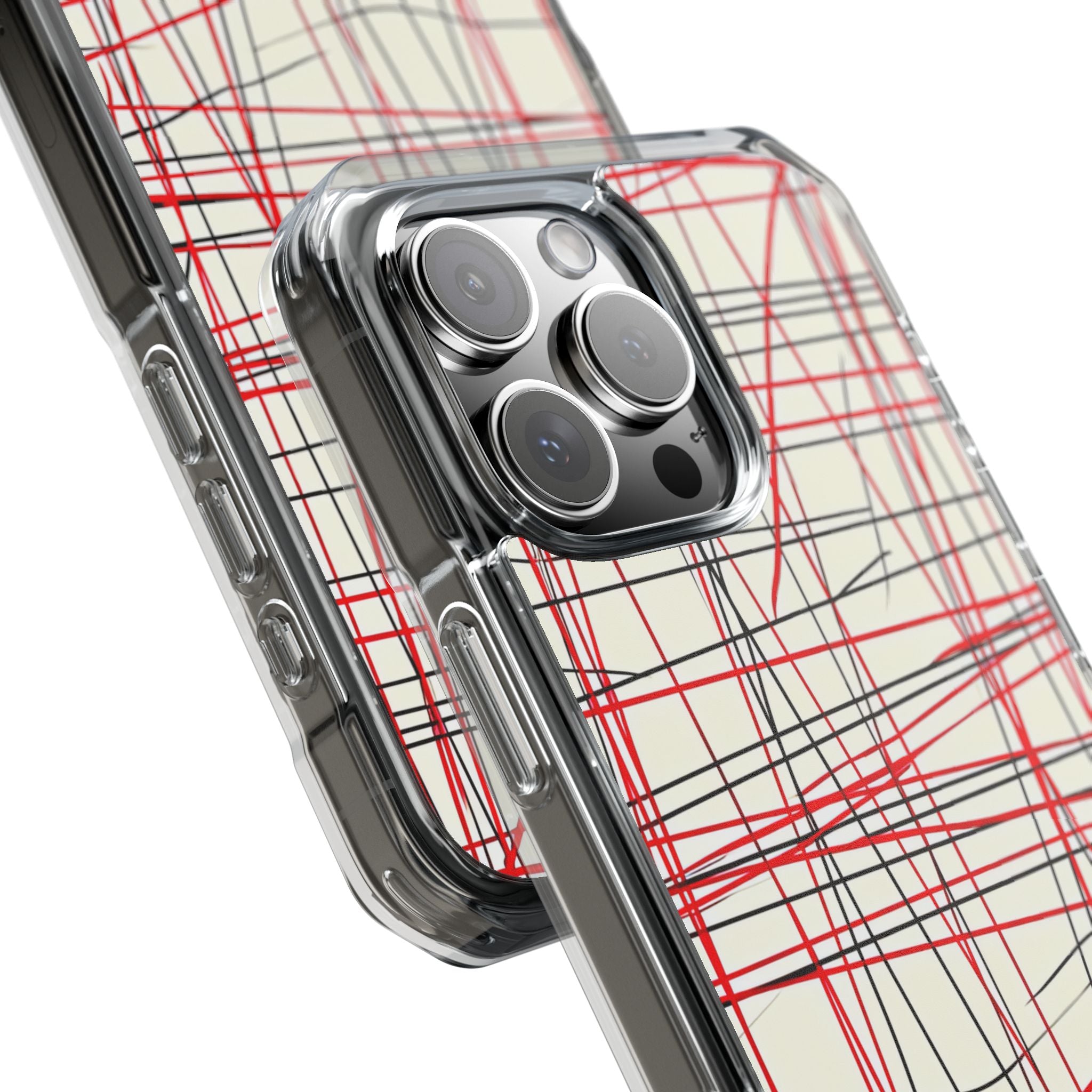 Crimson Wire Tangle iPhone 16 - Impact Clear+