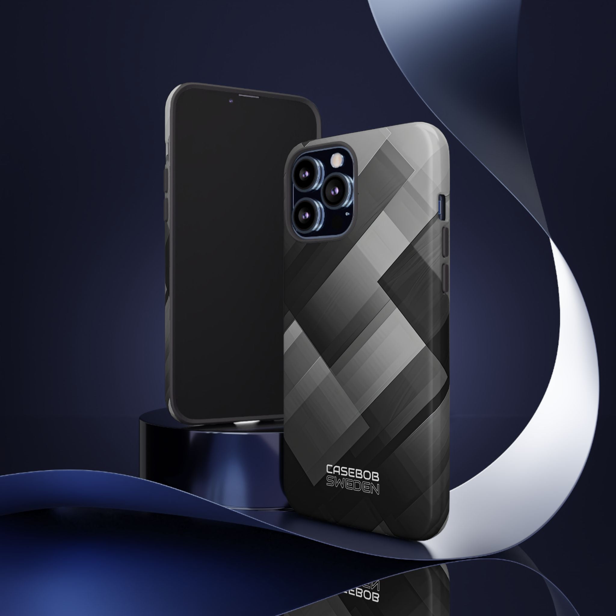 Grayscale Geometric Layers iPhone 13 - Tough