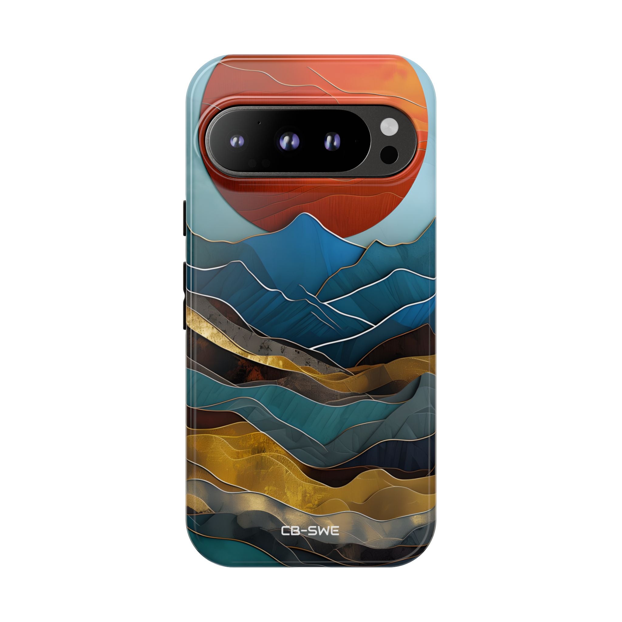 Sunset Geometry Waves - Google Pixel Case