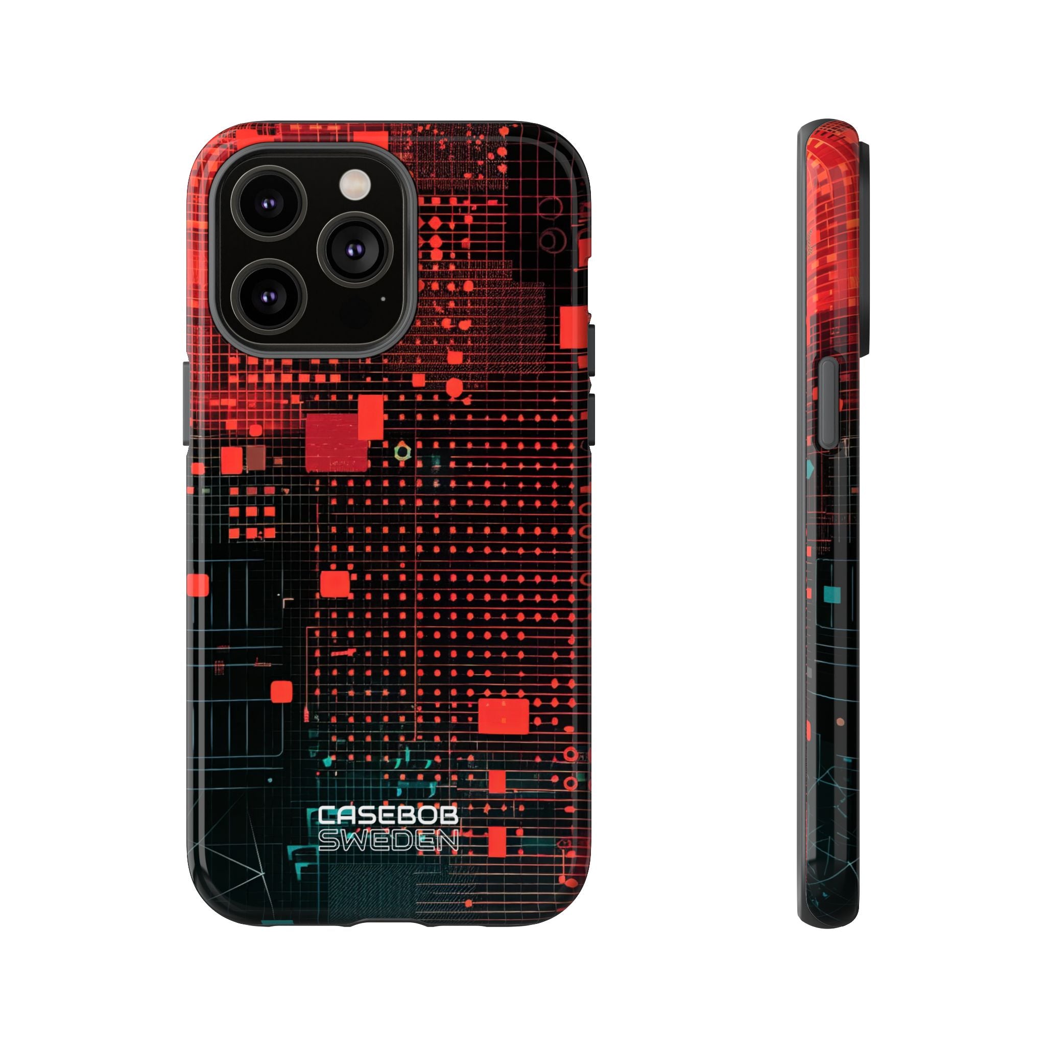 Crimson Circuit Grid iPhone 14 - Tough