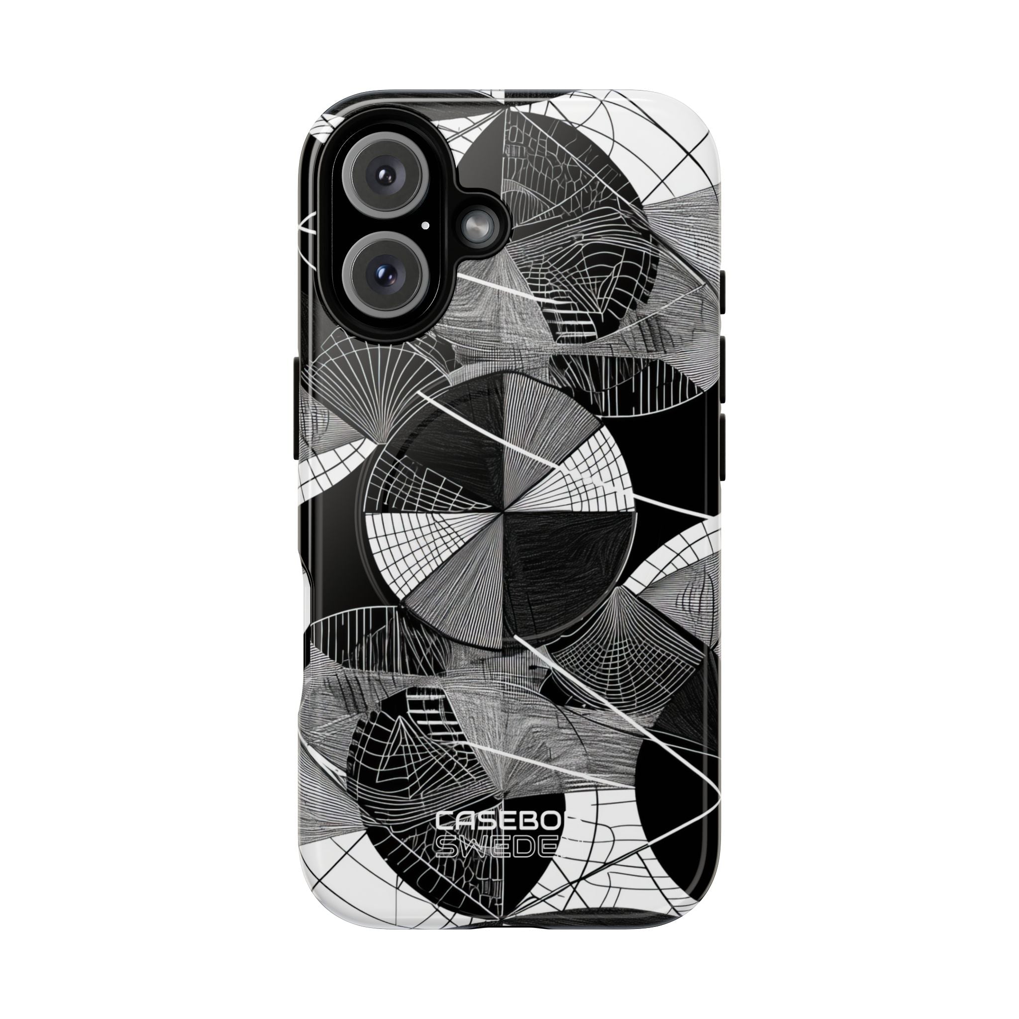 Monochrome Circle Maze iPhone 16 - Tough+
