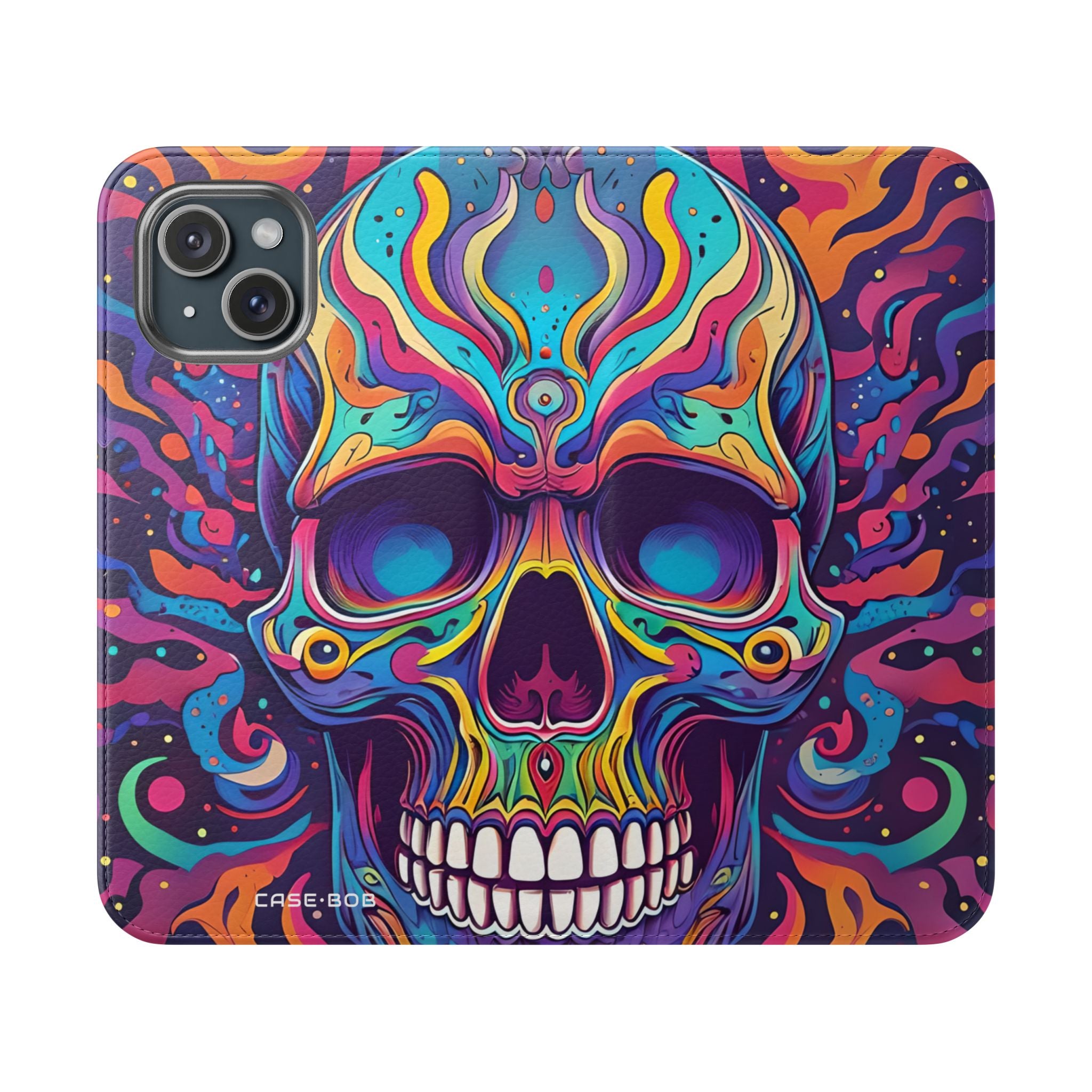 Psychedelic Skull - iPhone 15 Case - Wallet