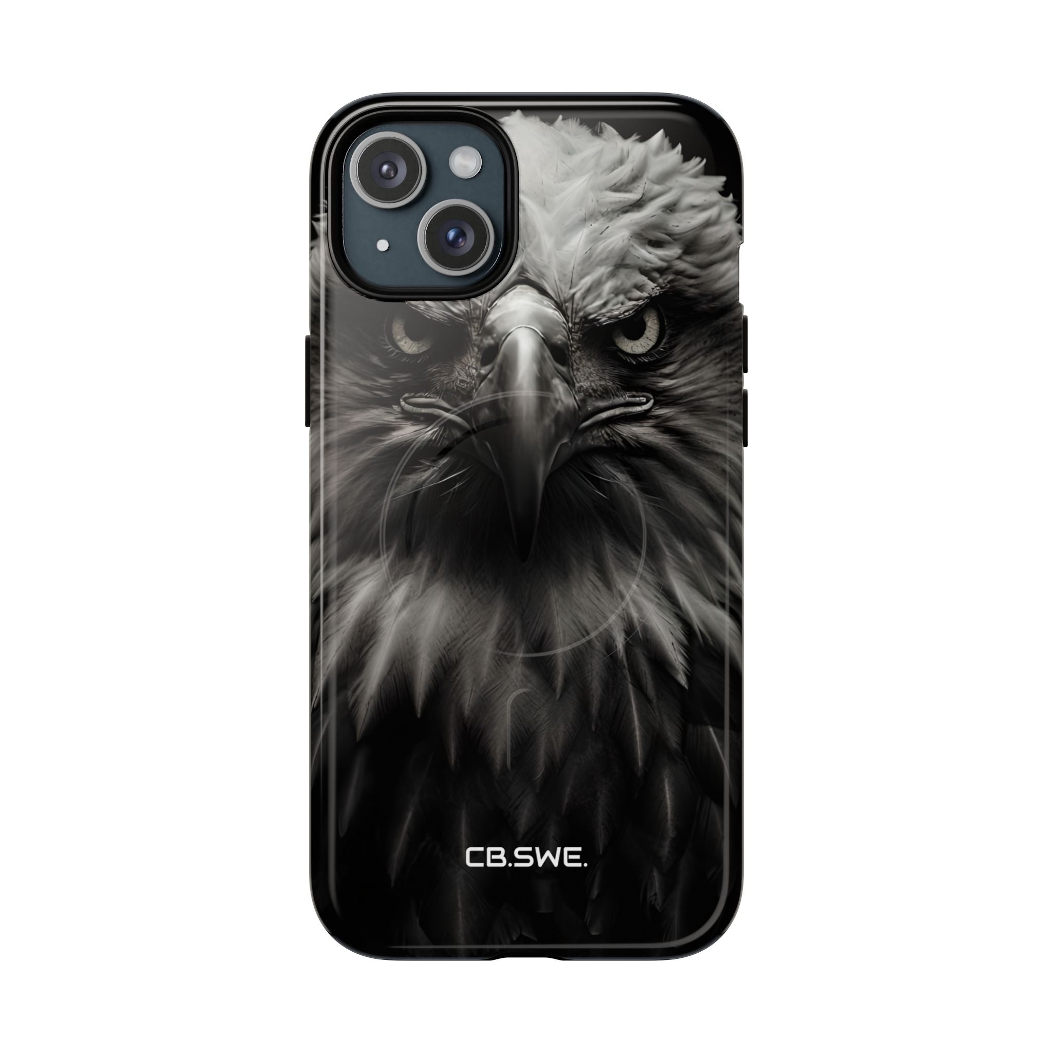 Intense Black and White Close-Up Eagle Head Art iPhone 15 - Tough+