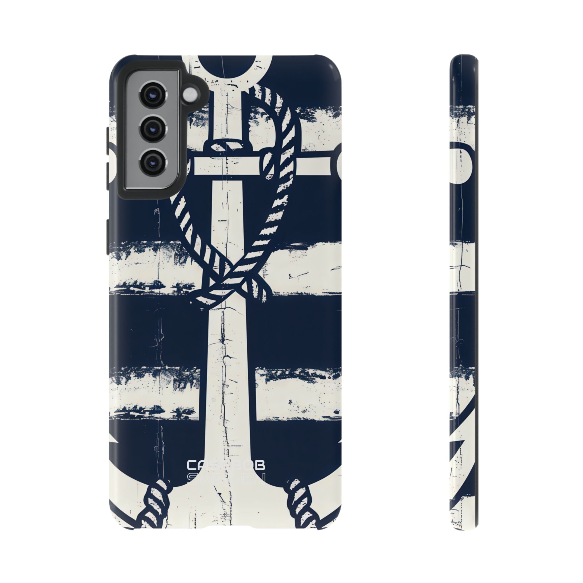 Navy Anchor Stripes Samsung S21 - Tough