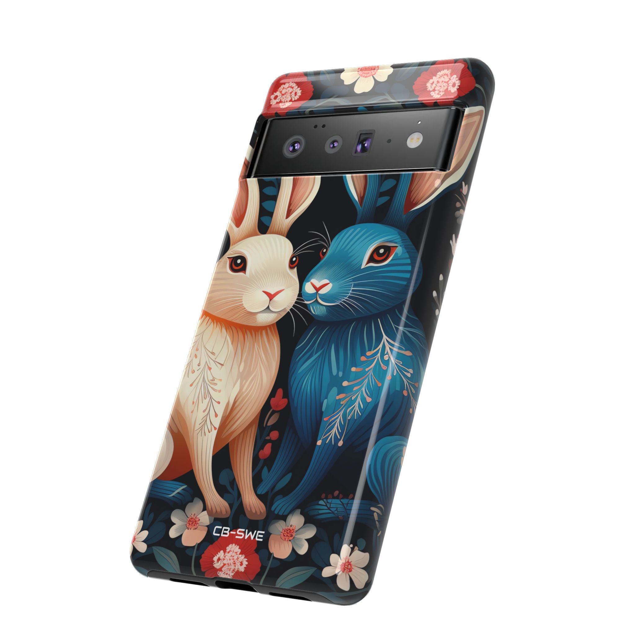 Rabbits Embrace Blossoms - Google Pixel Case