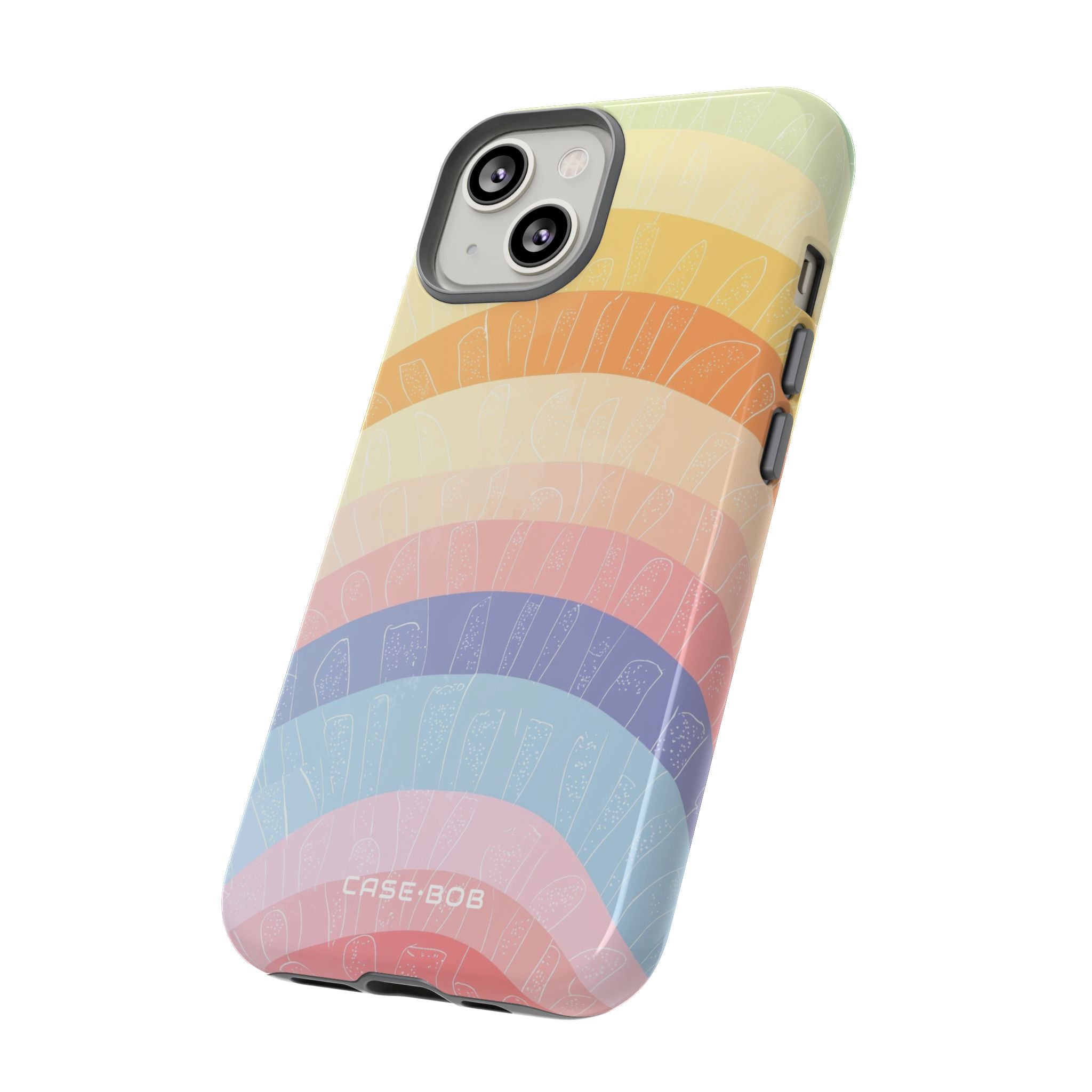 Pastel Rainbow Bands iPhone 14 Case - Tough