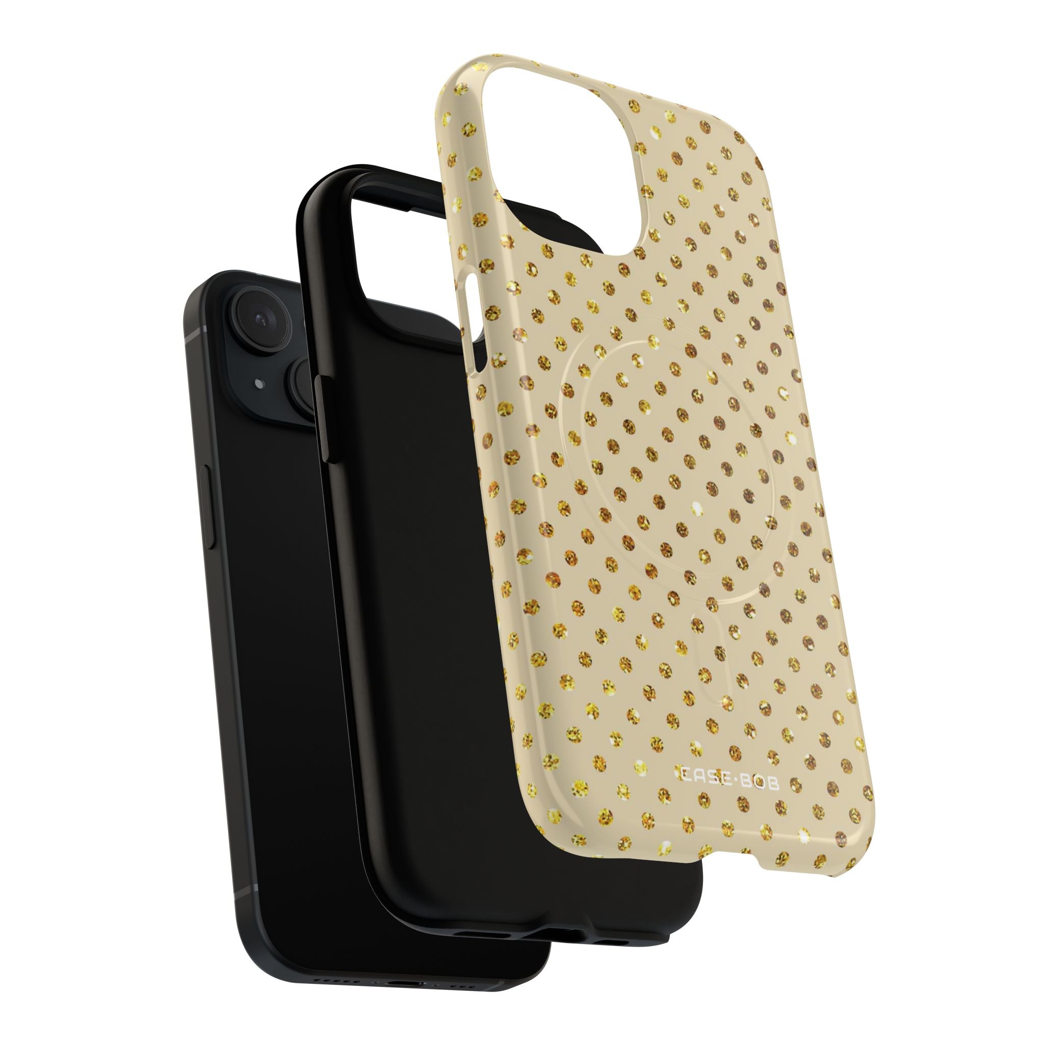 Gold Sparkle Grid iPhone 15 Case - Tough+