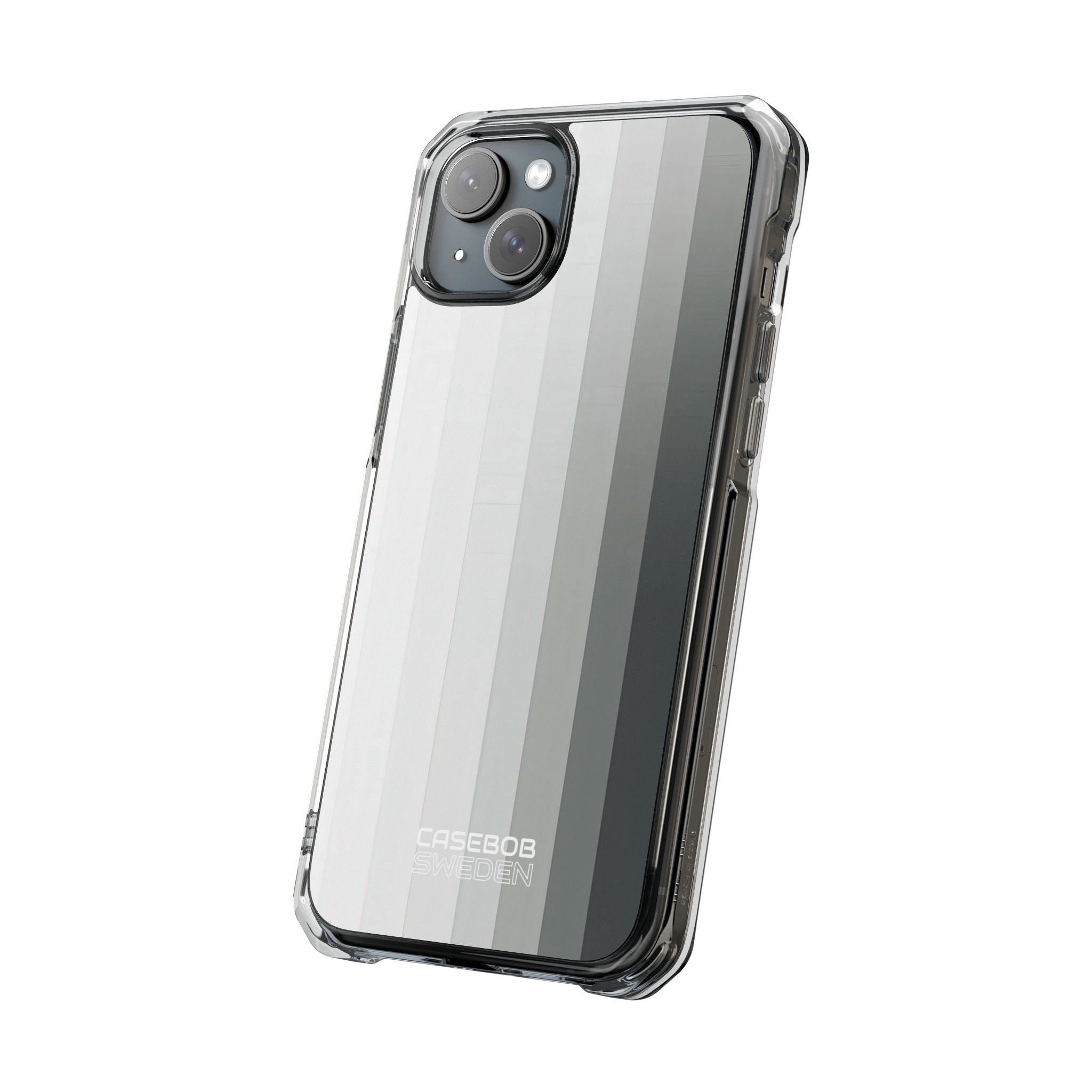 Silver Gradient Stripes iPhone 15 - Impact Clear+