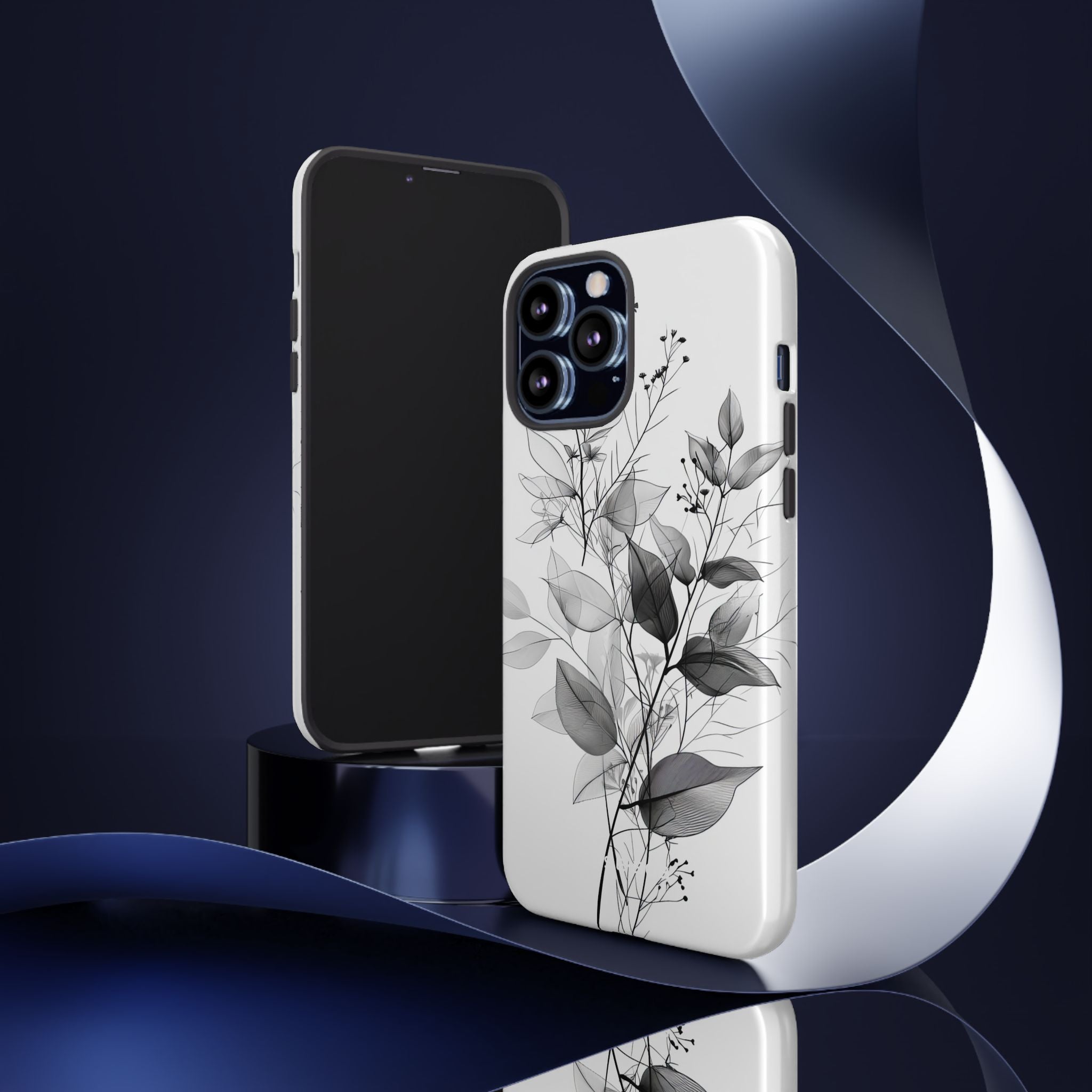 Veined Leaves Gray iPhone 13 Pro Max Case - Tough