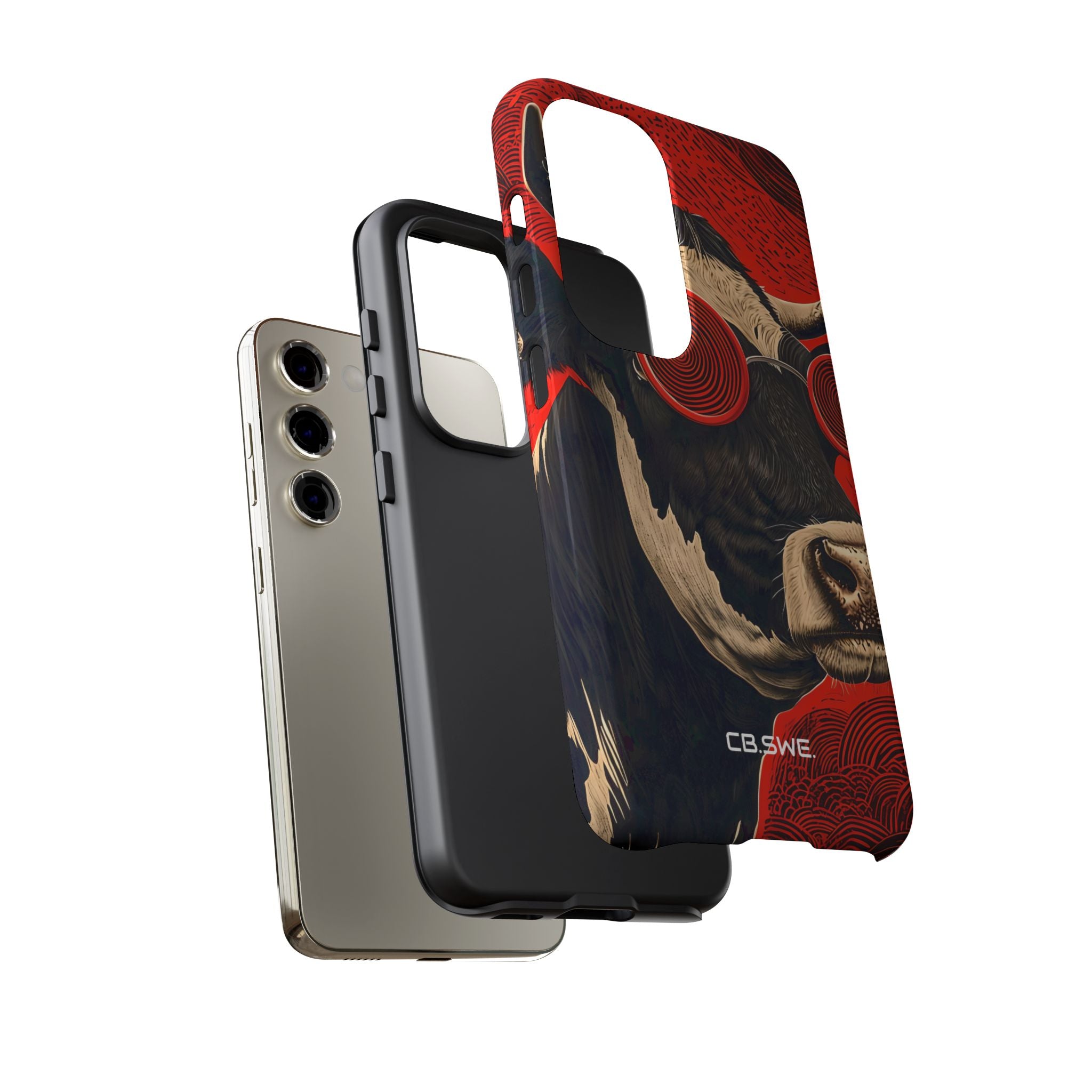 Surreal Black White Cow Red Spiral Sunglasses Samsung S23 - Tough
