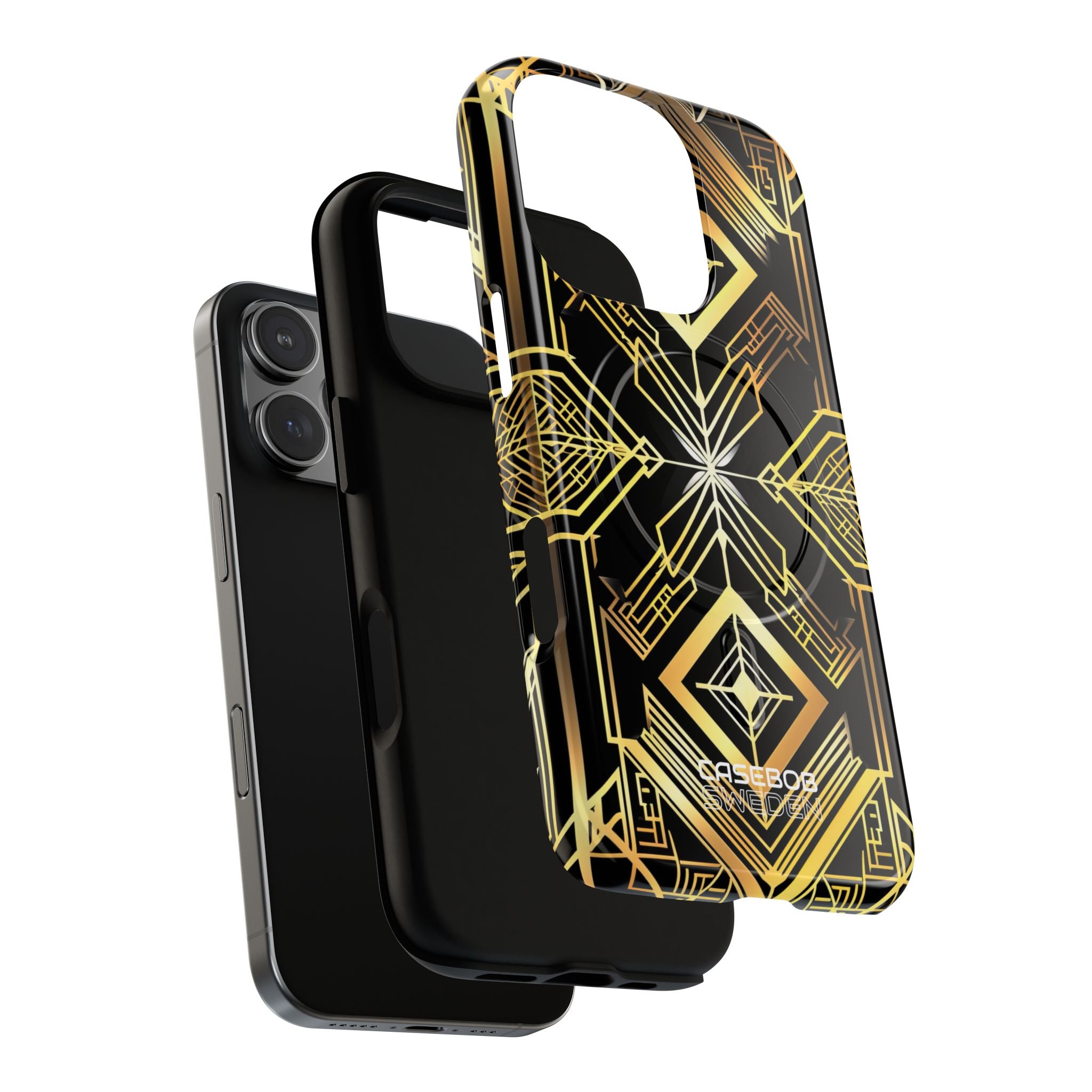 Golden Geometric Symphony iPhone 16 - Tough+