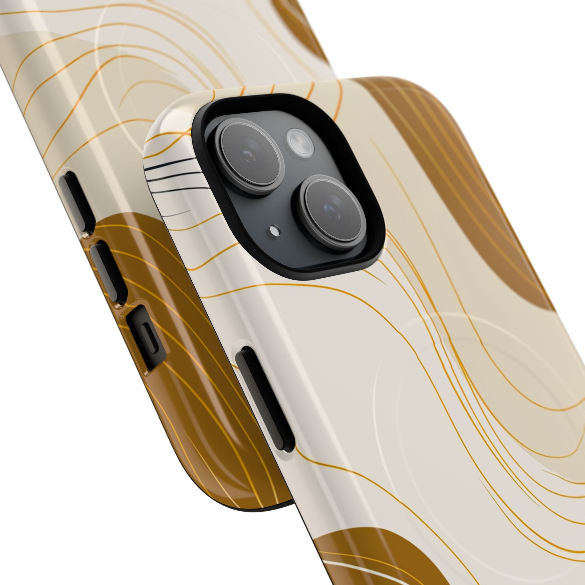 Golden Flow Lines iPhone 15 - Tough+