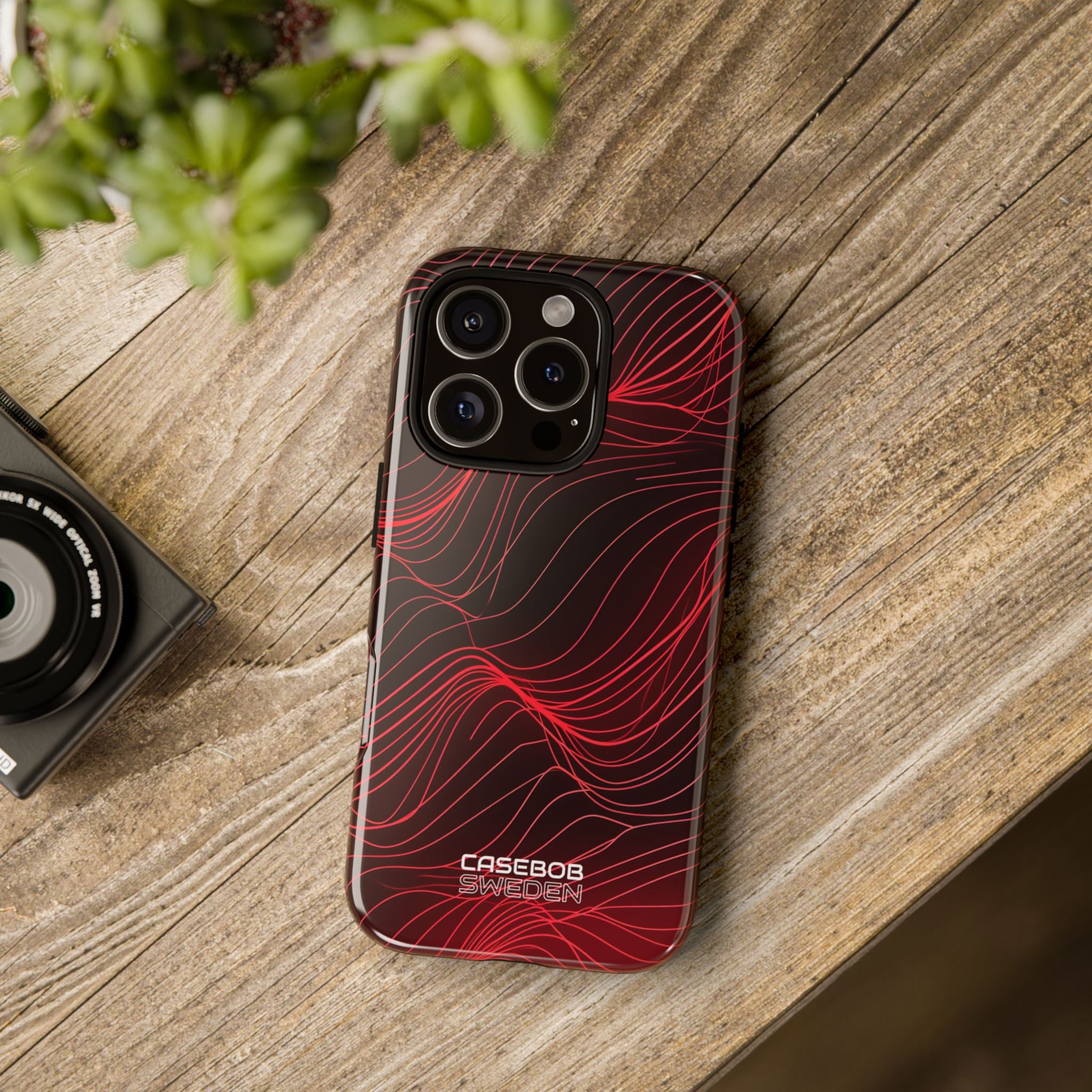 Crimson Waveform Flow iPhone 16 - Tough