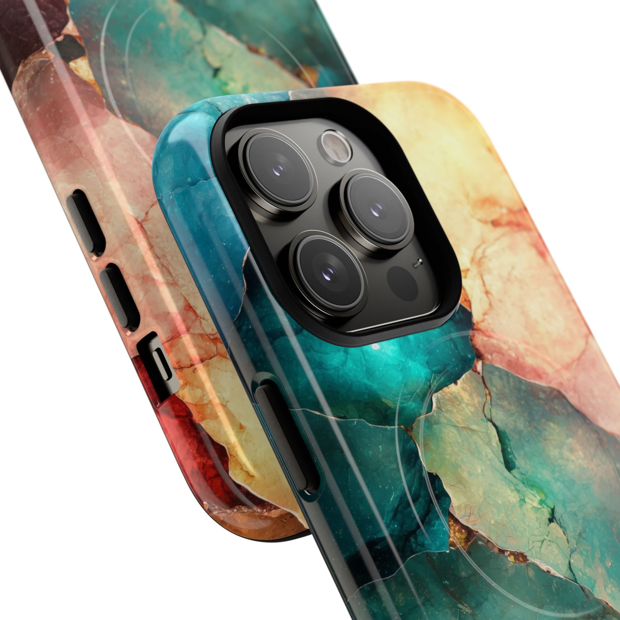 Teal Mosaic Veins iPhone 14 Pro Case - Tough+