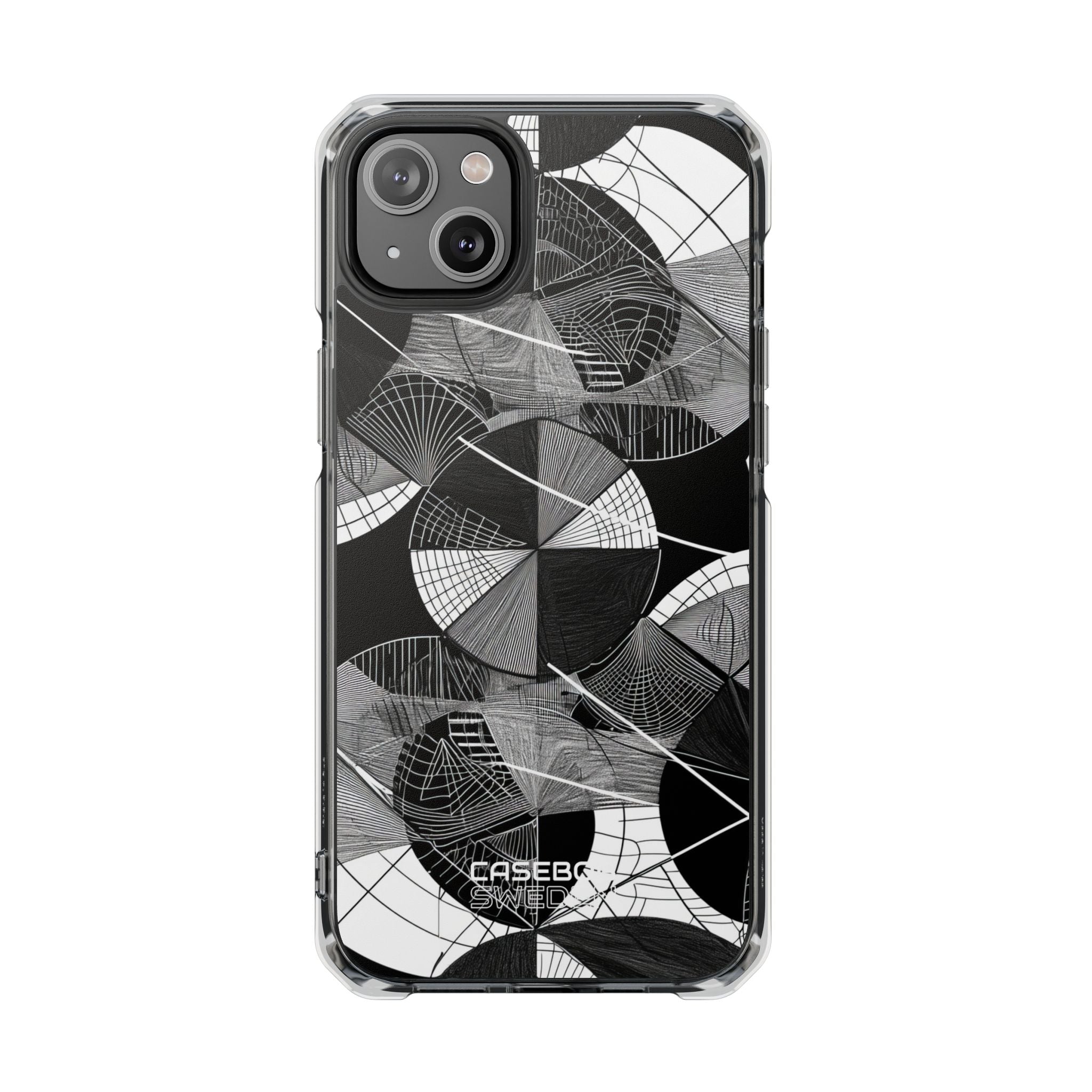 Monochrome Circle Maze iPhone 14 - Impact Clear+
