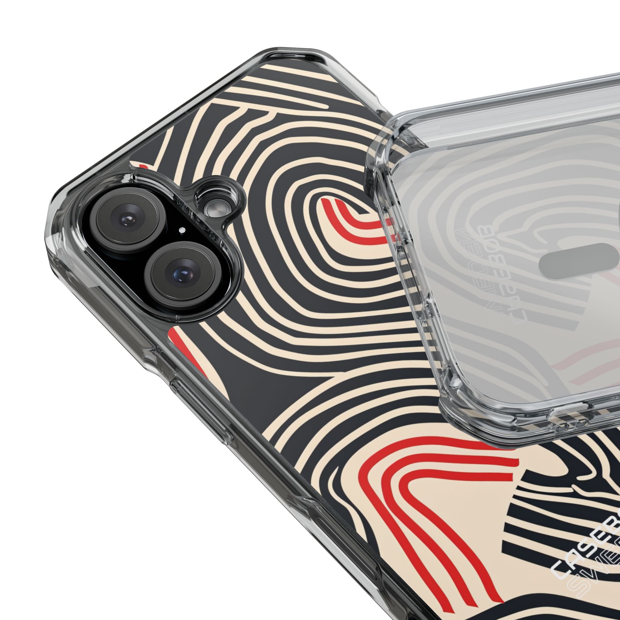 Wavy Red Flow iPhone 16 - Impact Clear+
