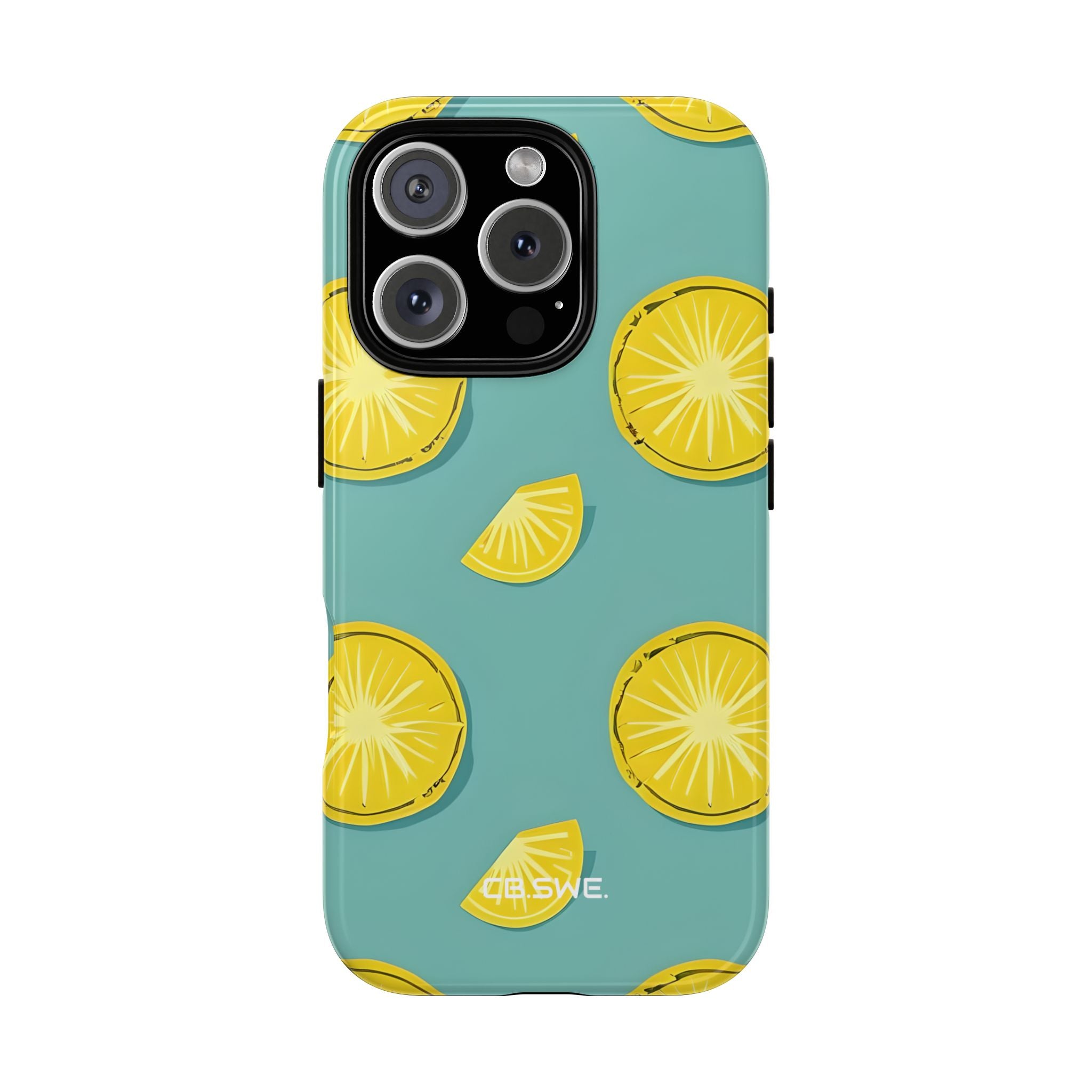 Bright Yellow Pineapple Slice on Teal iPhone 16 - Tough