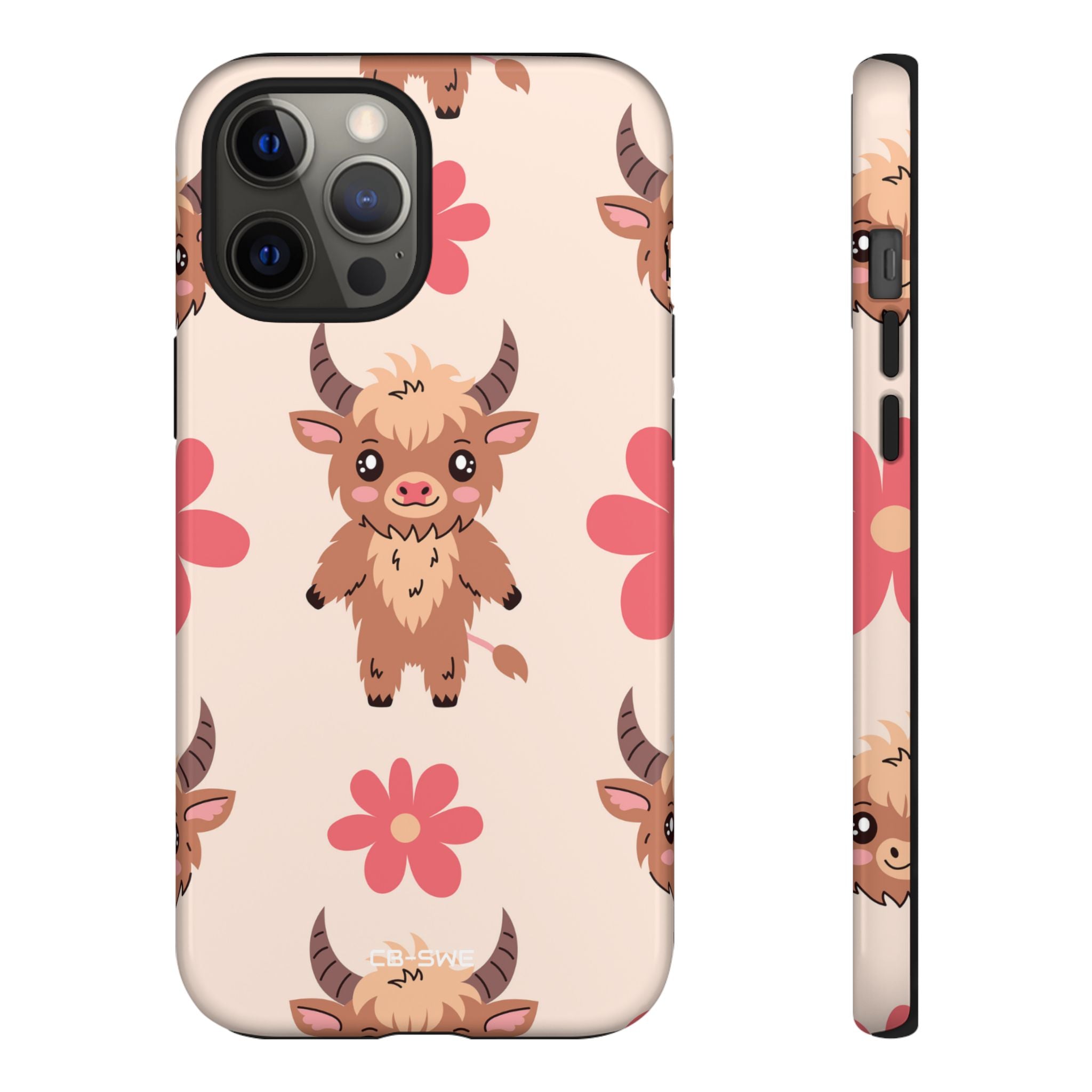 Cute Cattle & Flowers - iPhone Case
