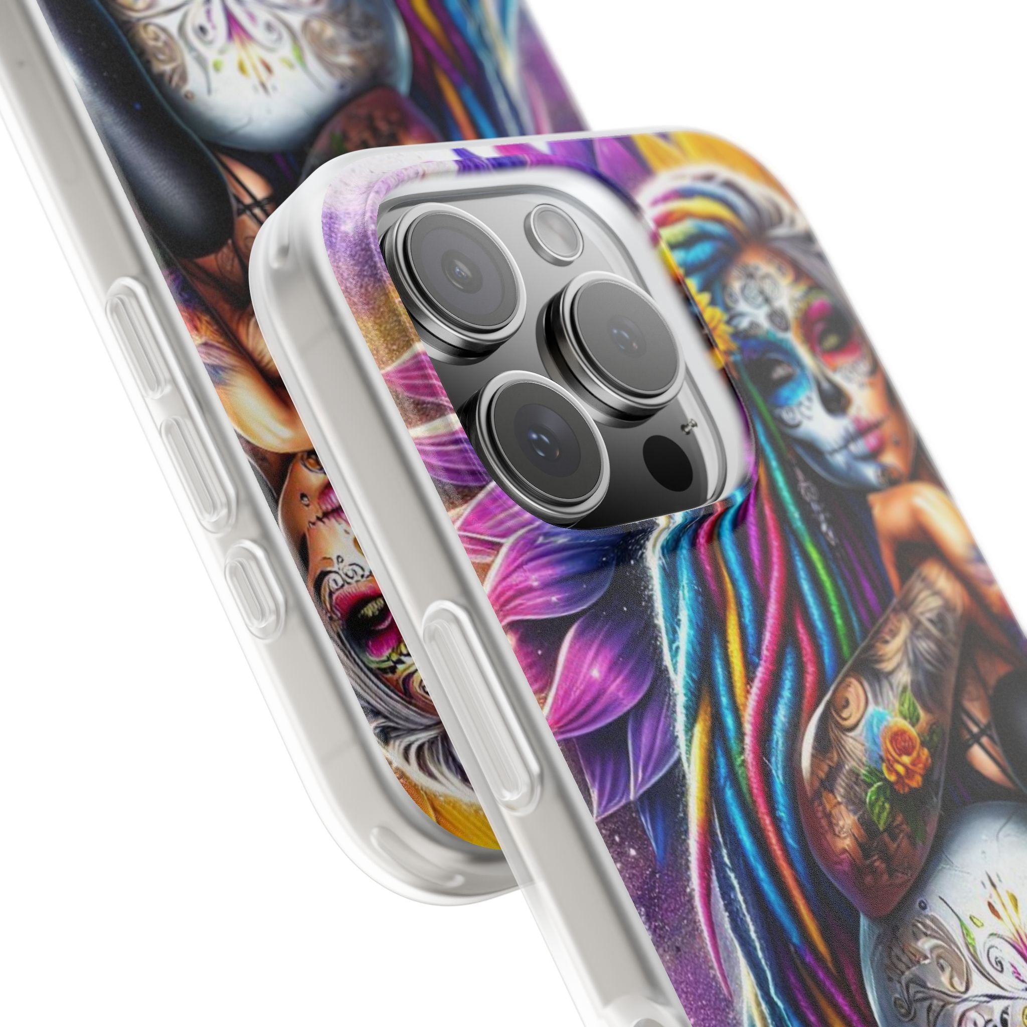 Sunflower Skull Glow iPhone 16 Pro Case - Soft