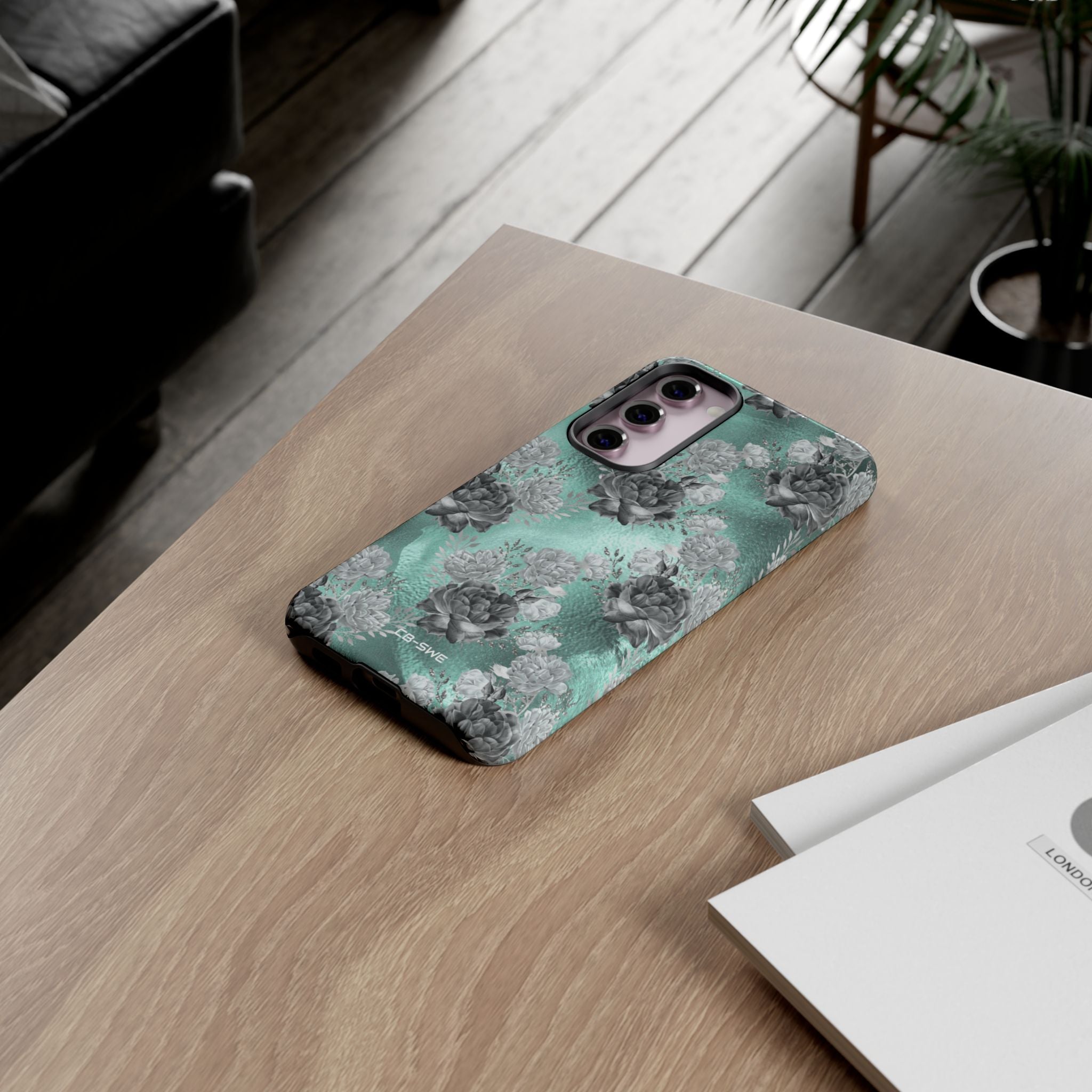 Teal Floral Elegance - Samsung Case