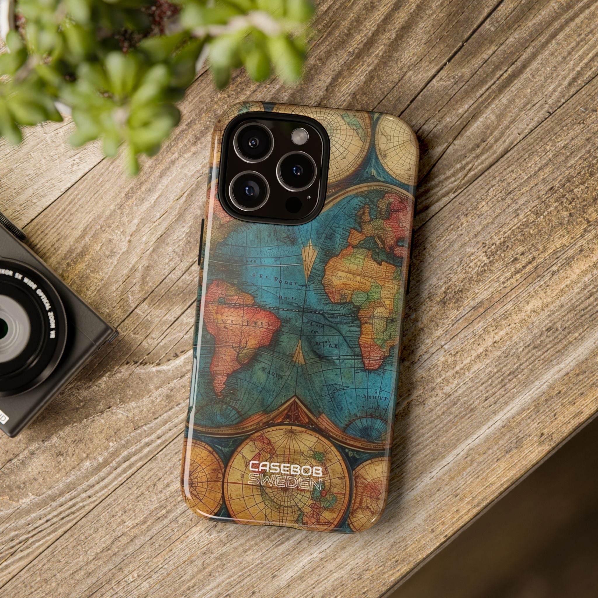 Vintage World Map iPhone 16 - Tough