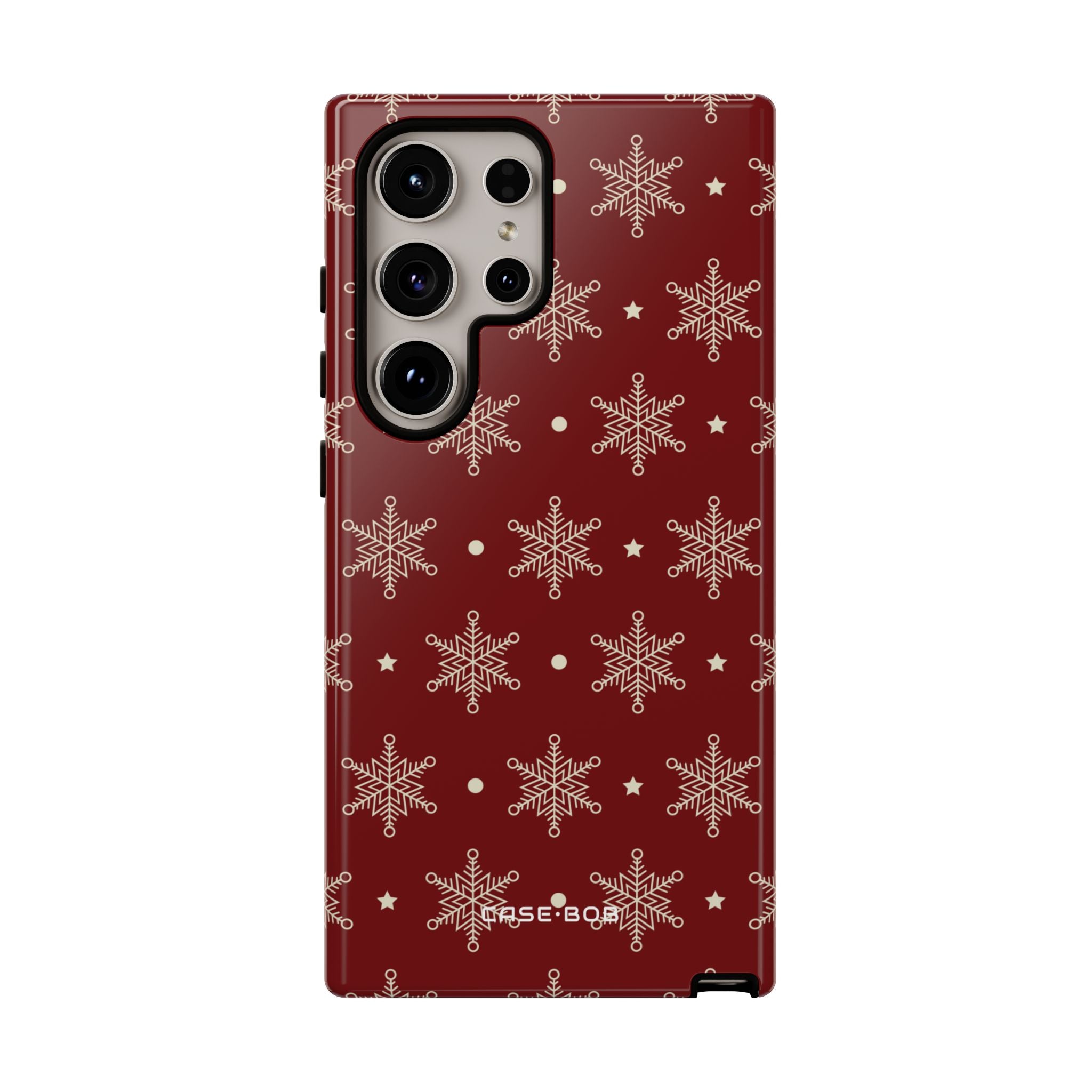 Cream Snowflake Crimson Samsung S24 Ultra Case - Tough