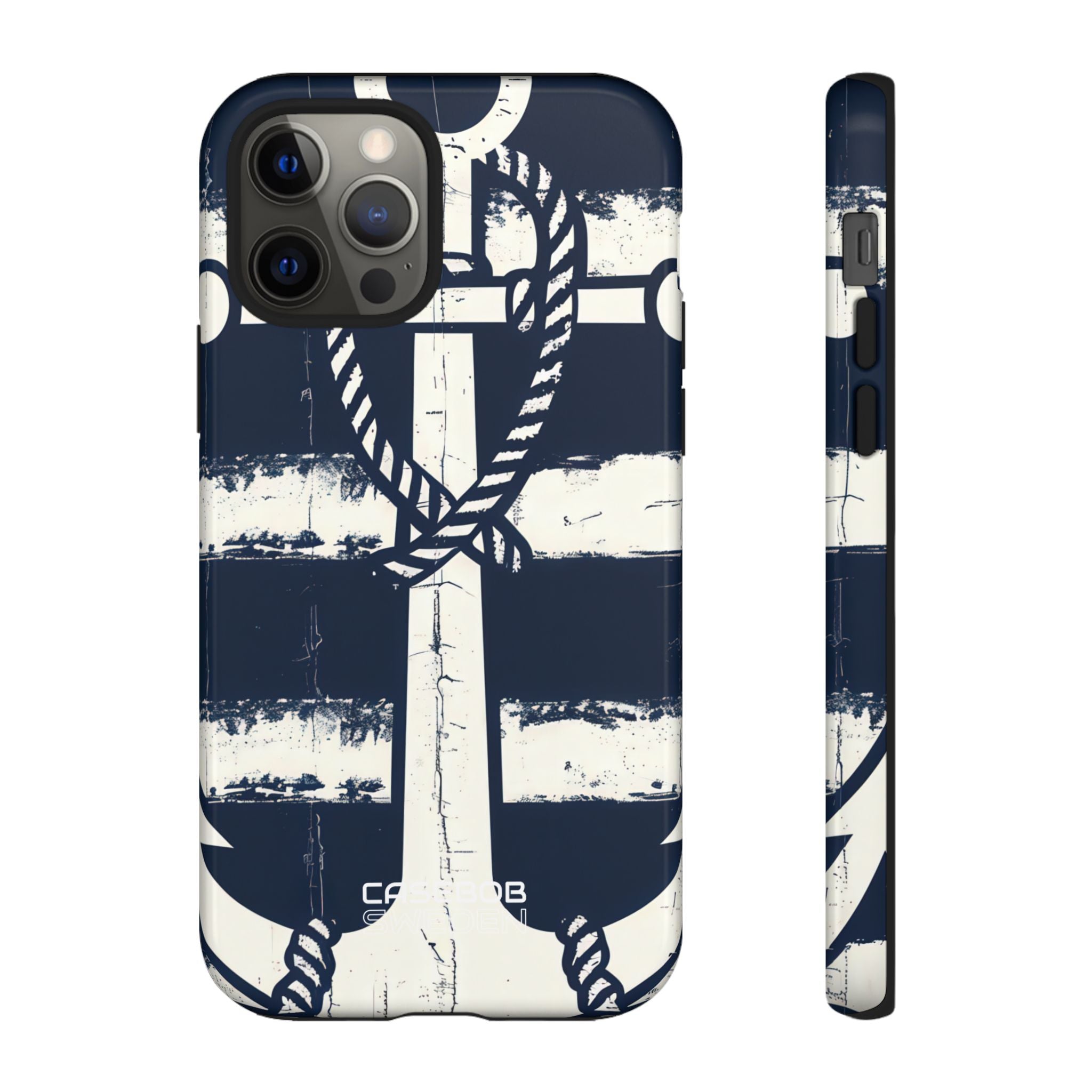 Navy Anchor Stripes iPhone 12 - Tough