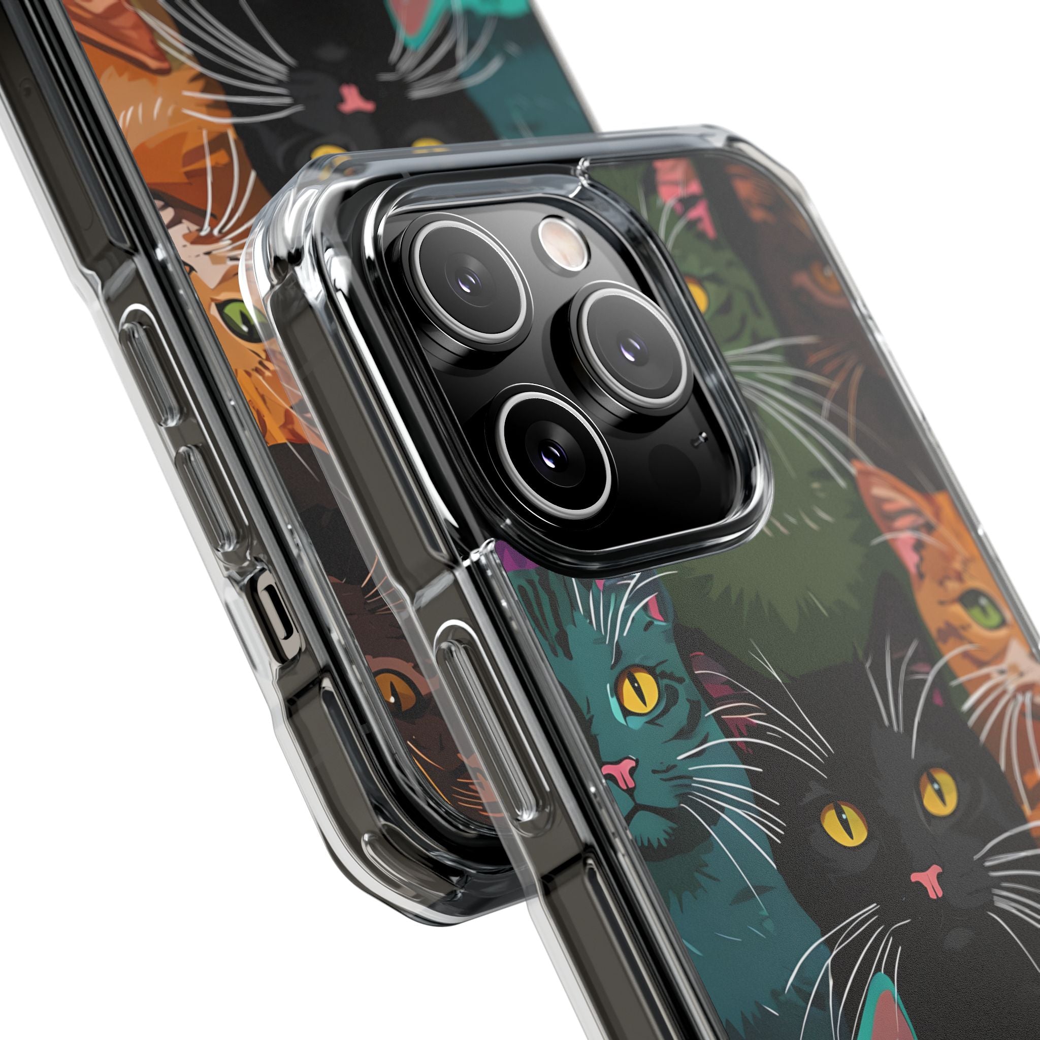 Colorful Stylized Cats Digital Art Mobile Wallpaper iPhone 14 - Impact Clear+