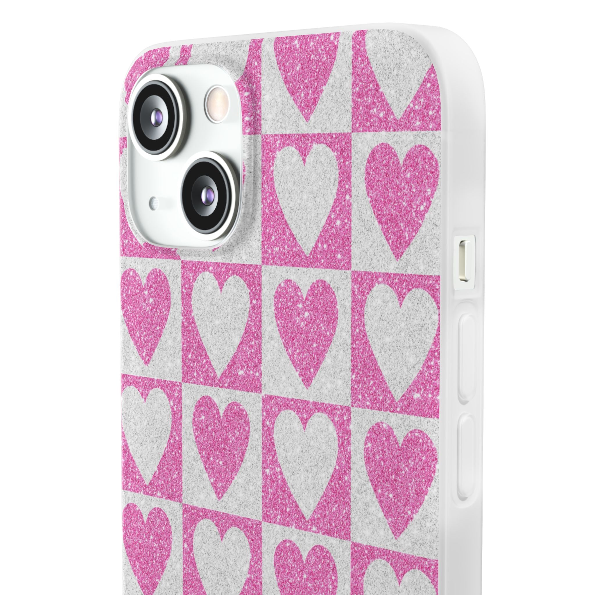 Glitter Heart Grid iPhone 13 - Soft