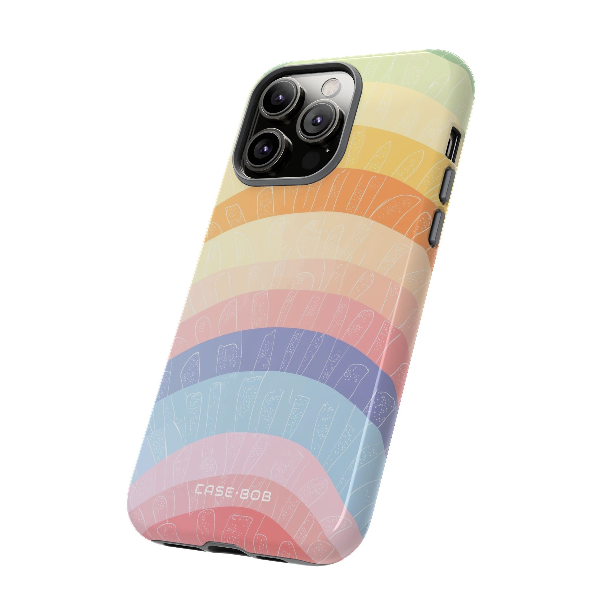Pastel Rainbow Bands iPhone 14 Pro Max Case - Tough