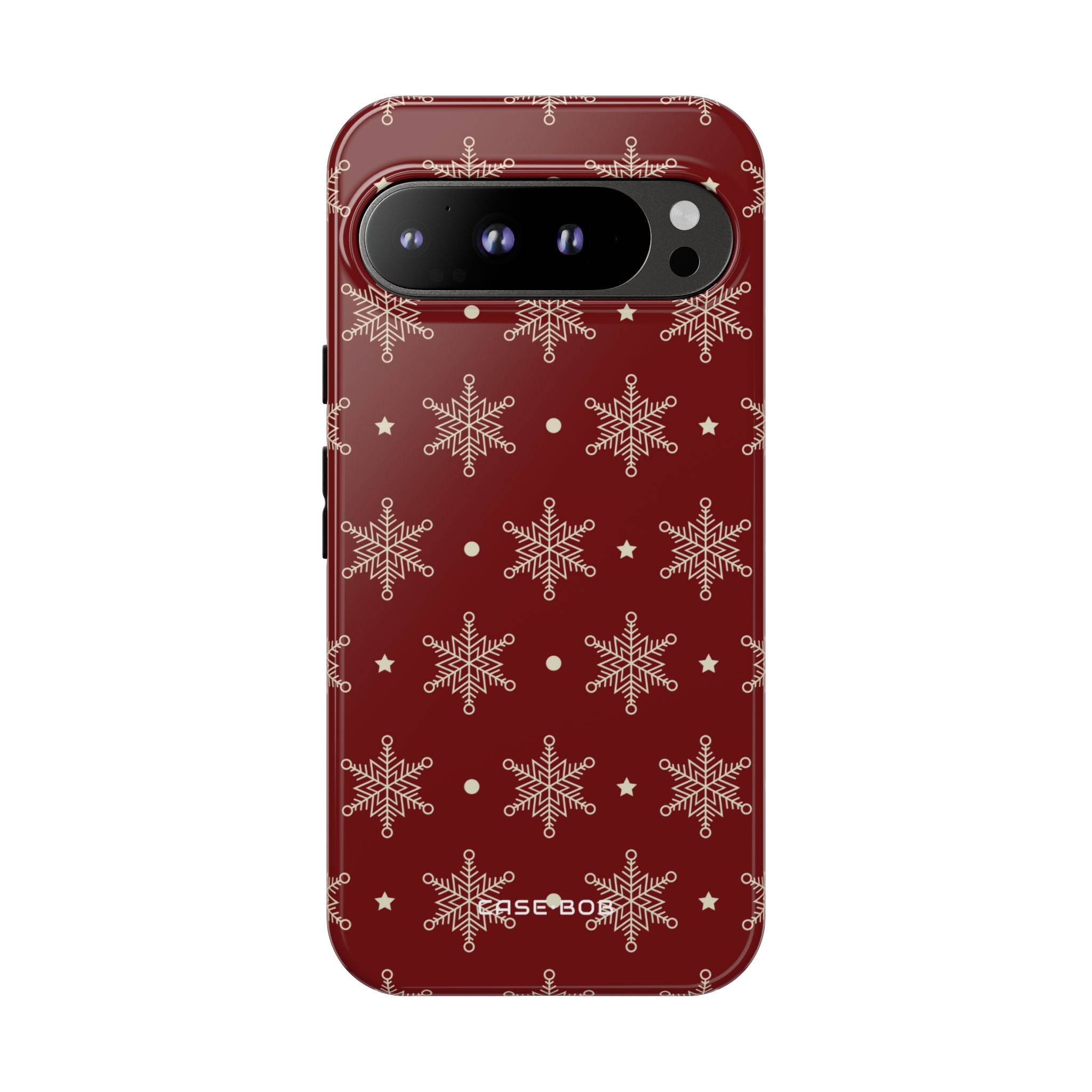 Cream Snowflake Crimson Google Pixel 9 Pro XL Case - Tough