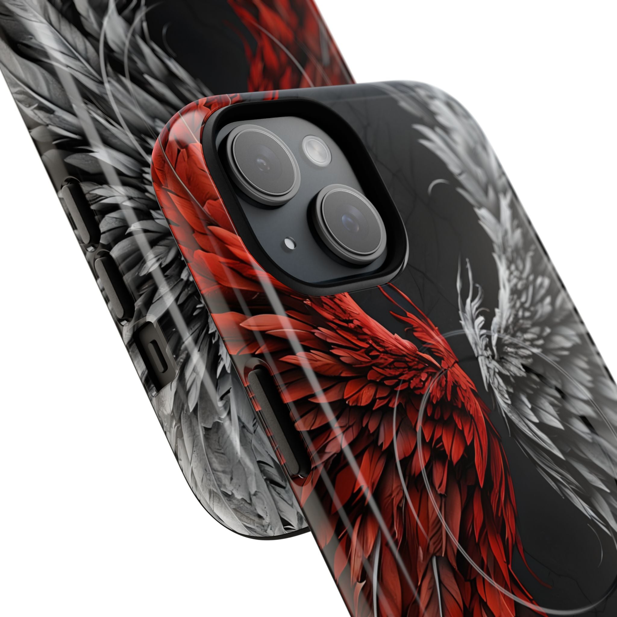 Crimson White Wings iPhone 15 Case - Tough+