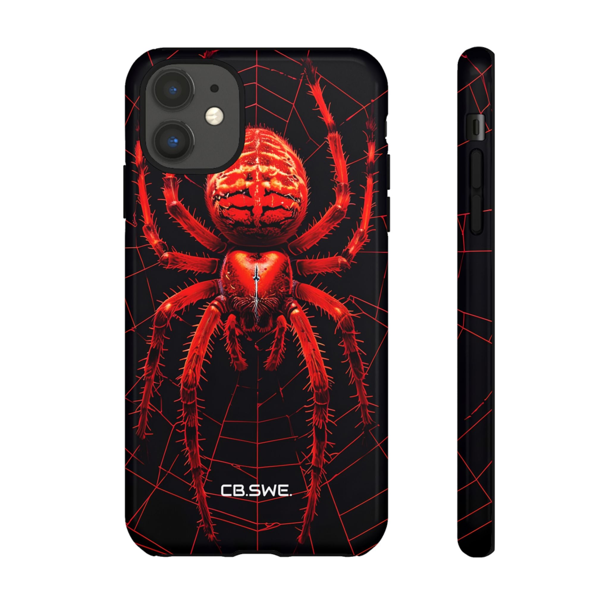 Vivid Neon Red Spider Intricate Web iPhone 11 - Tough
