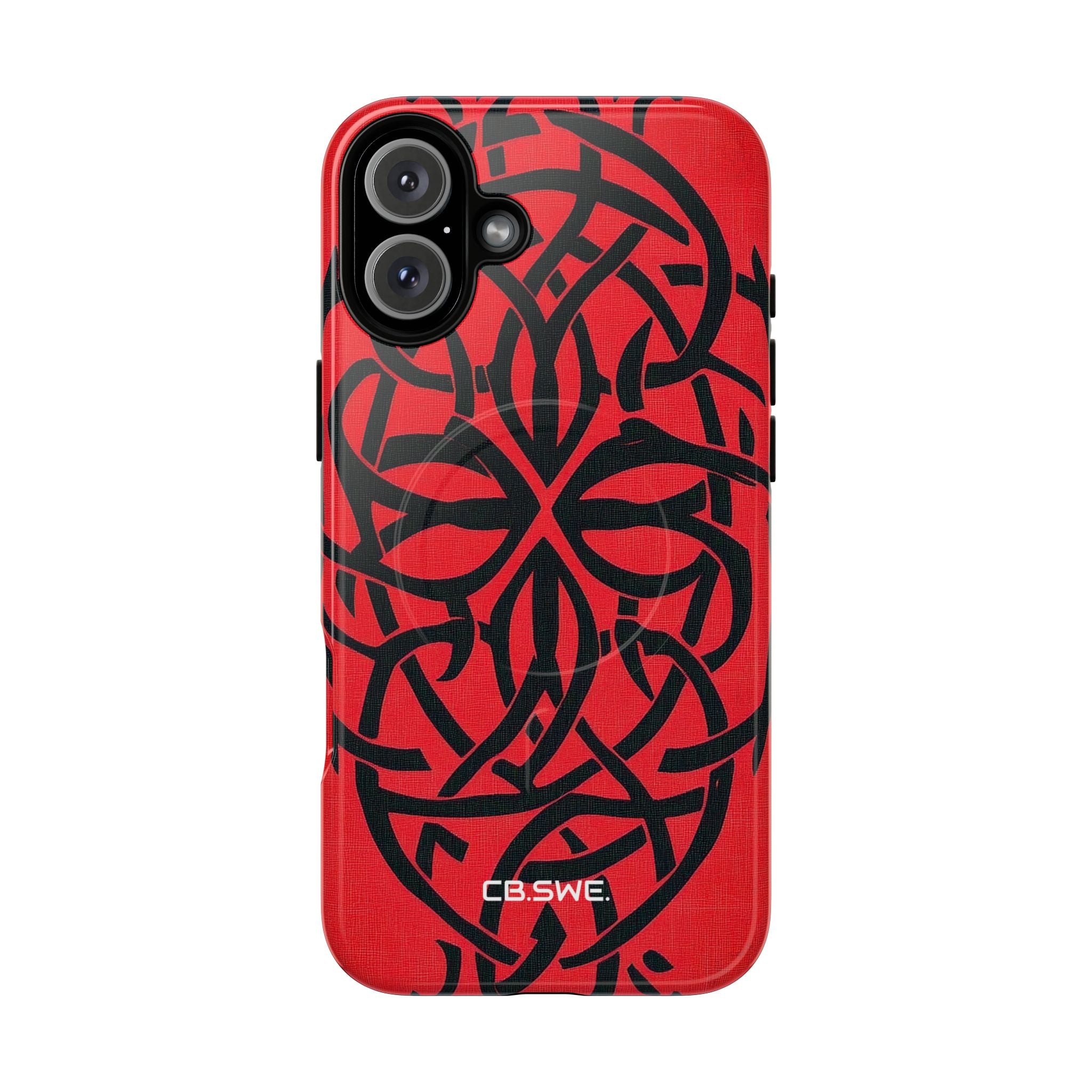Wunderschöne rote symmetrische keltische Symbole Gothic Standard iPhone 16 - Tough+