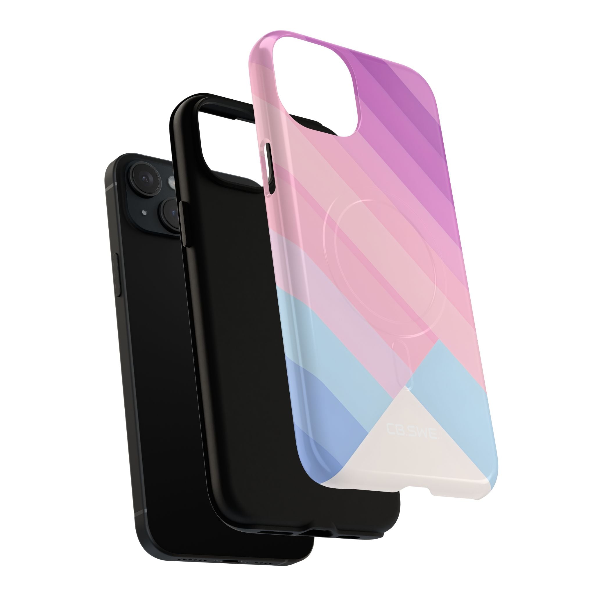 Pink Blue Gradient Layers iPhone 15 - Tough+