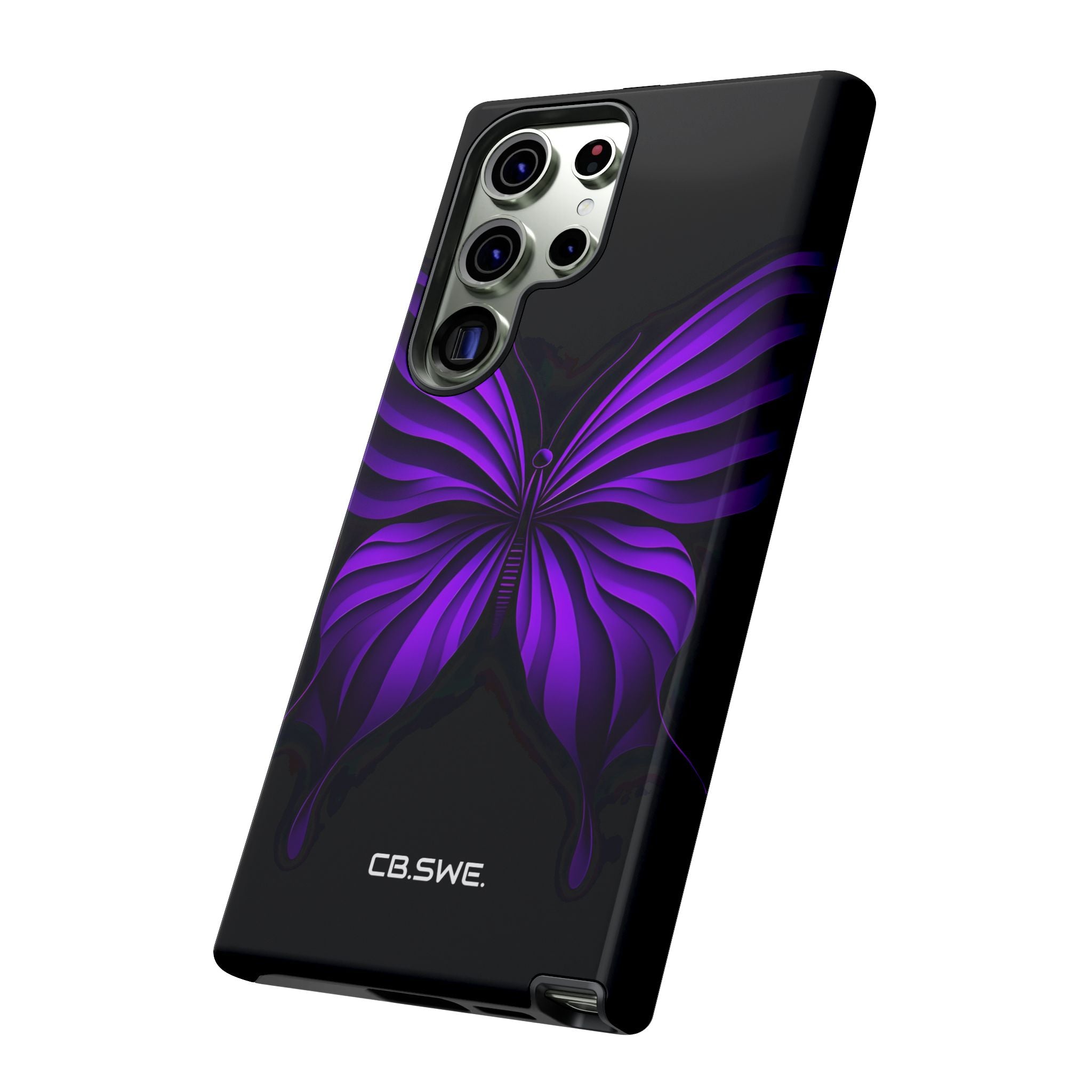 Symmetrical Neon Purple Butterfly Samsung S23 - Tough